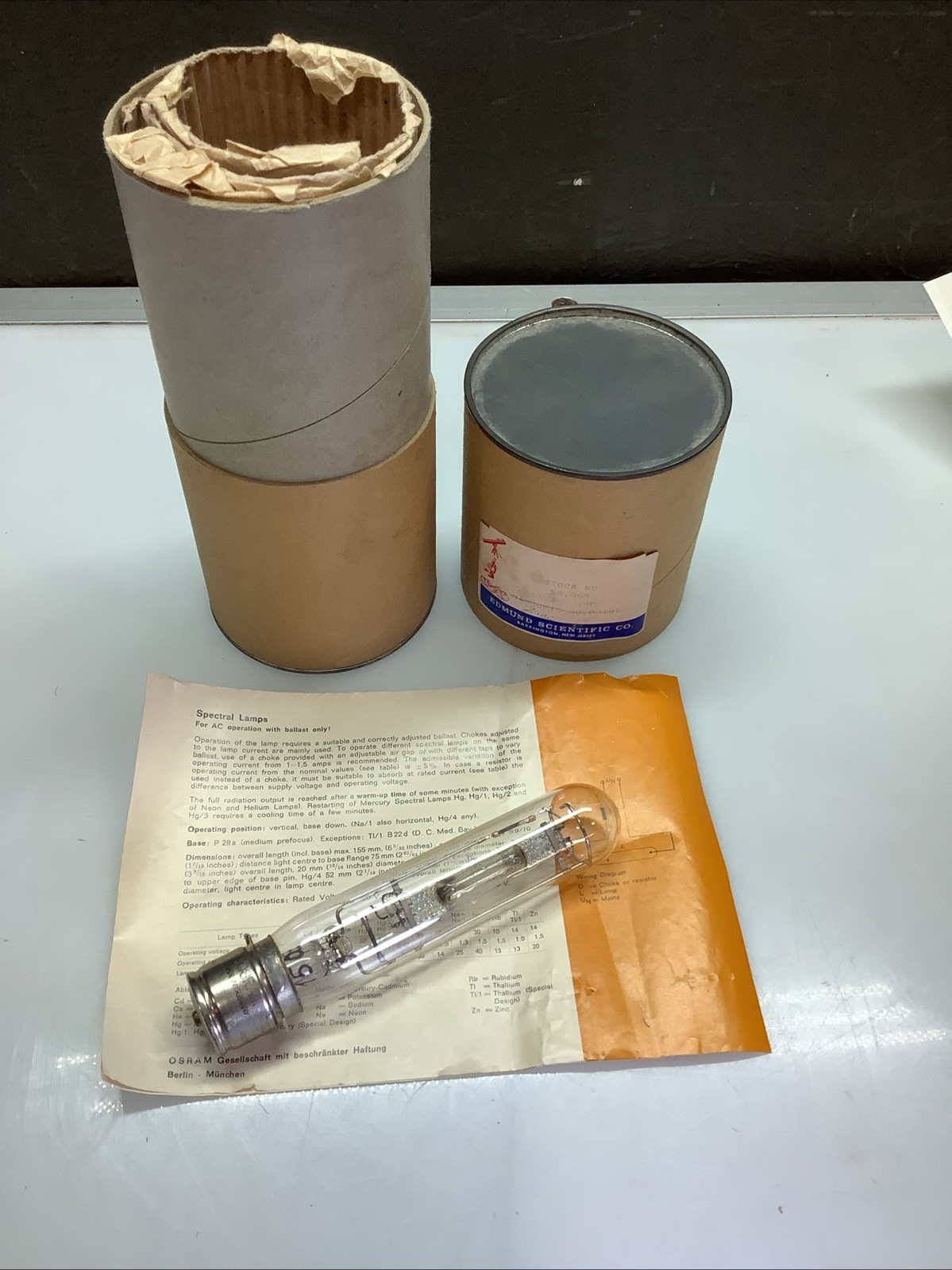 OPTICAL SPECTRAL LAMP OSRAM GERMANY ZINC Zn ELEMENT LASER OPTICS