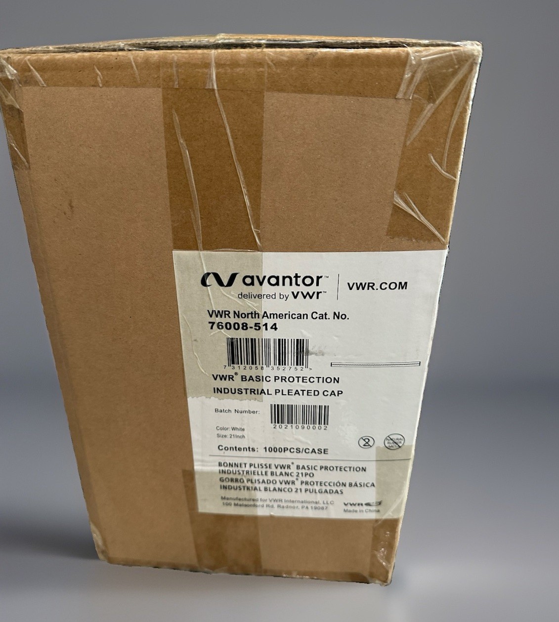 VWR 76008-514 Basic Protection Industrial Bouffant Pleated Cap White (Case/1000)