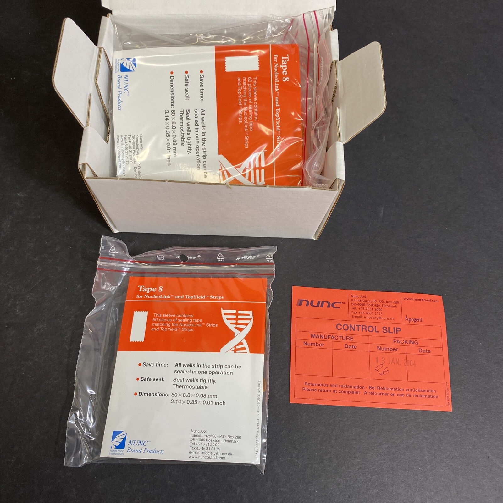 Nunc Tape 8 for NucleoLink and TopYield Strips 2 Packs with 480 Strips Each