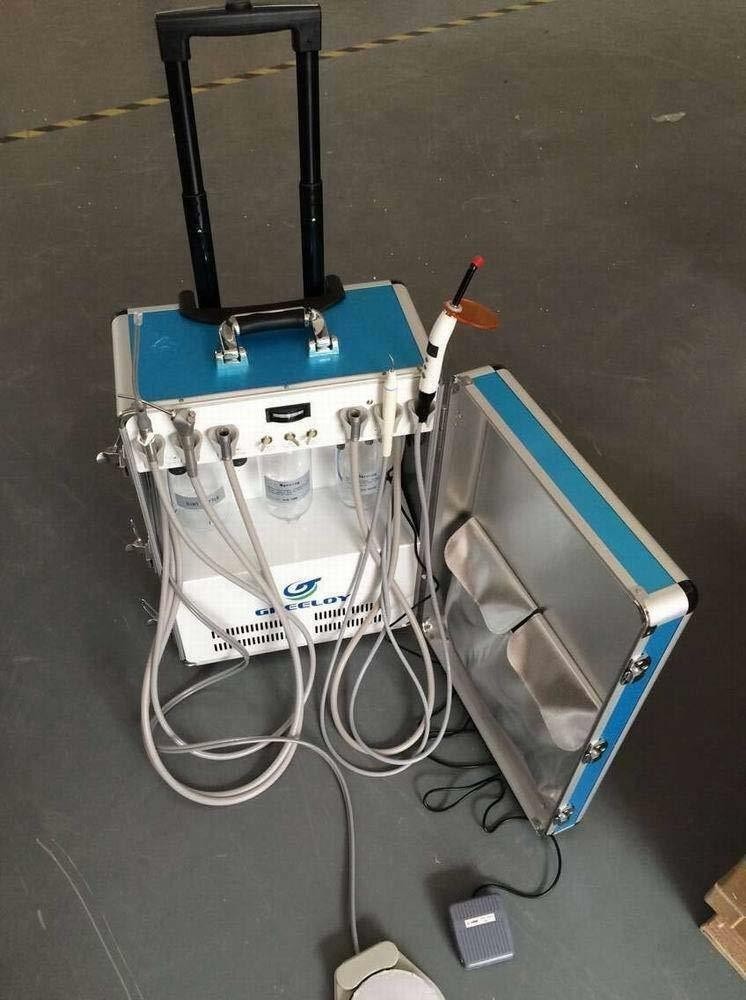 Greeloy Portable Mobile Dental Treatment Unit with Scaler Curing Light 4 Hole US