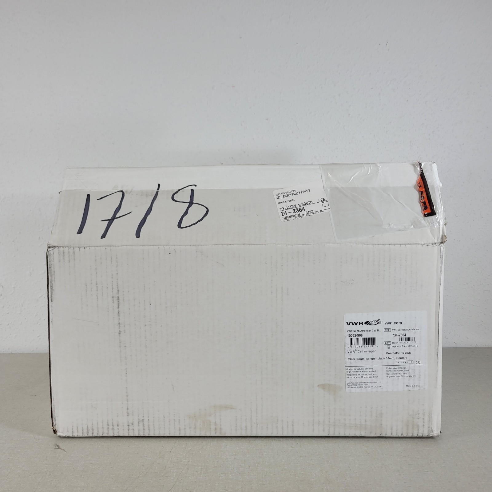 VWR 10062-908 Cell Scraper 39cm Length Scraper Blade 30mm Case of 100