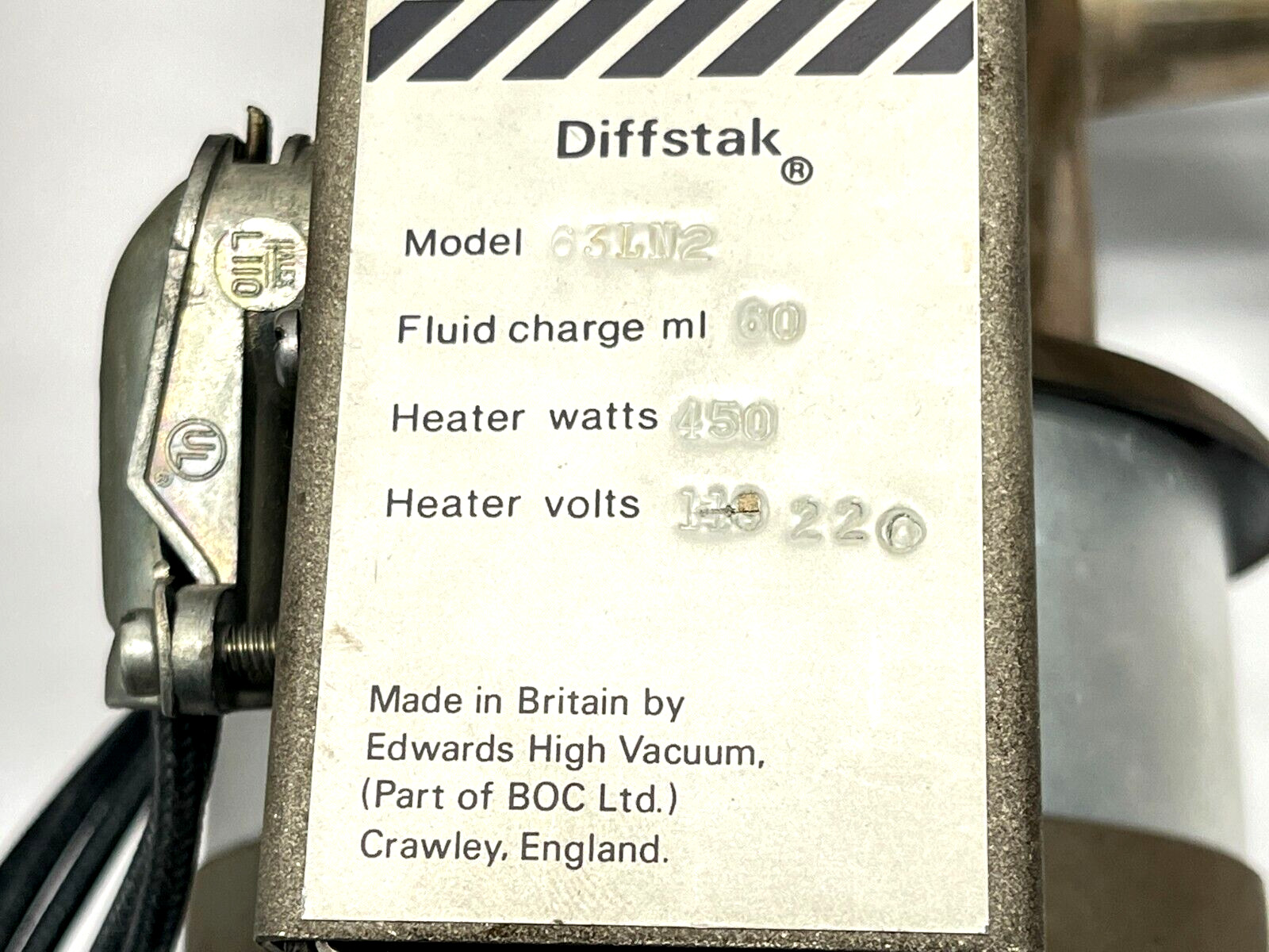 Edwards Diffstak 63 Vapour Pump 260ml Fluid Charge 220V 450W B3443297763 CR