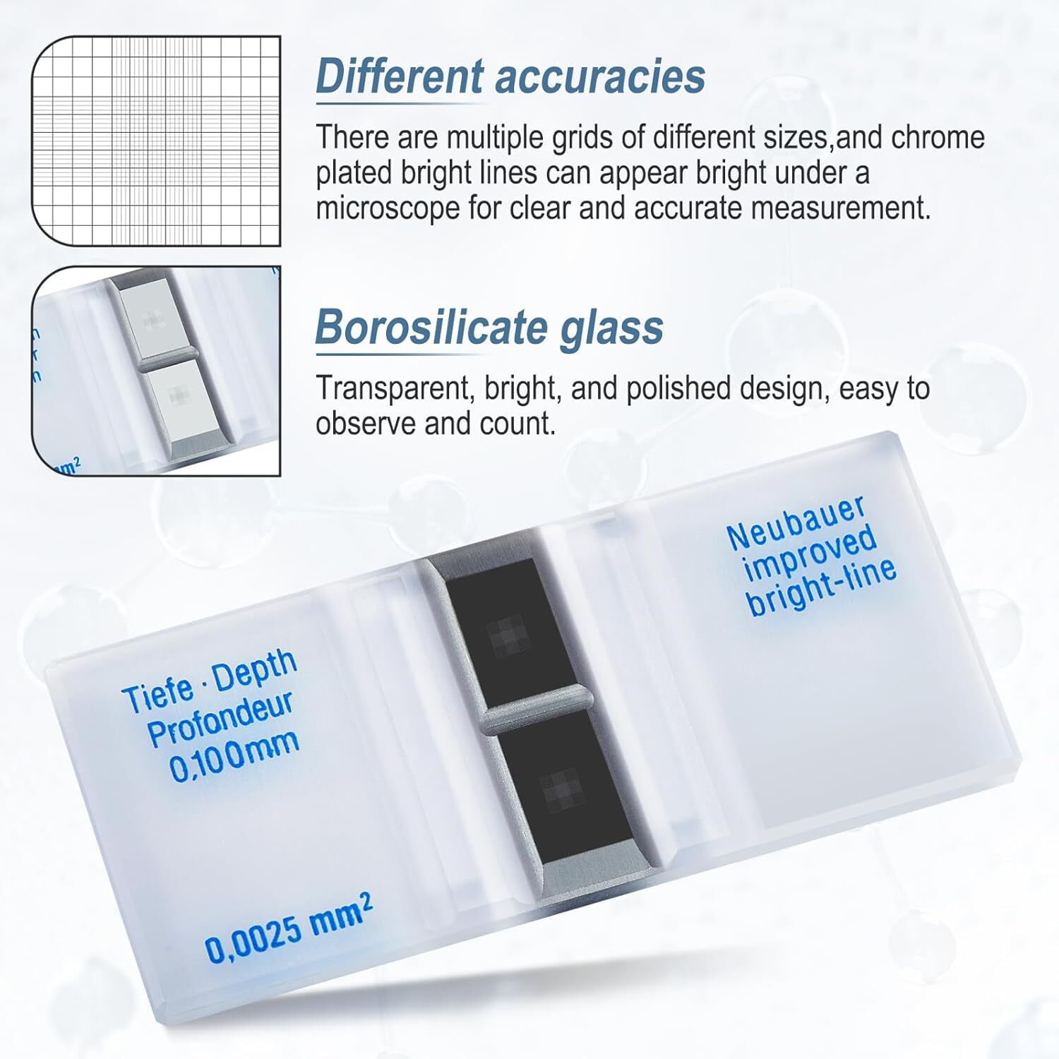 5Pack Neubauer Hemocytometer Cell Counting Chamber +Bright Line Hemocytometer US