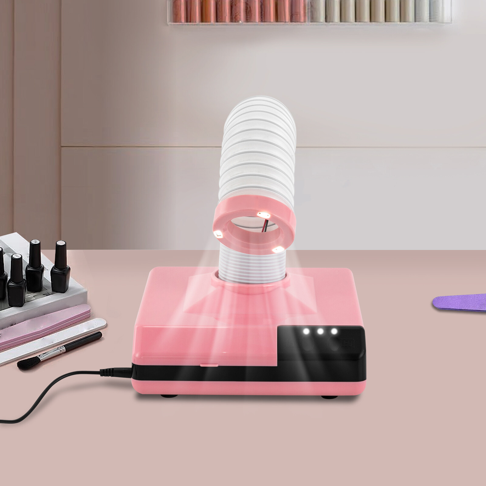 60W LED Polishing Suction Machine Dentistry Vacuum Cleaner W/ Large Pink Caliber
