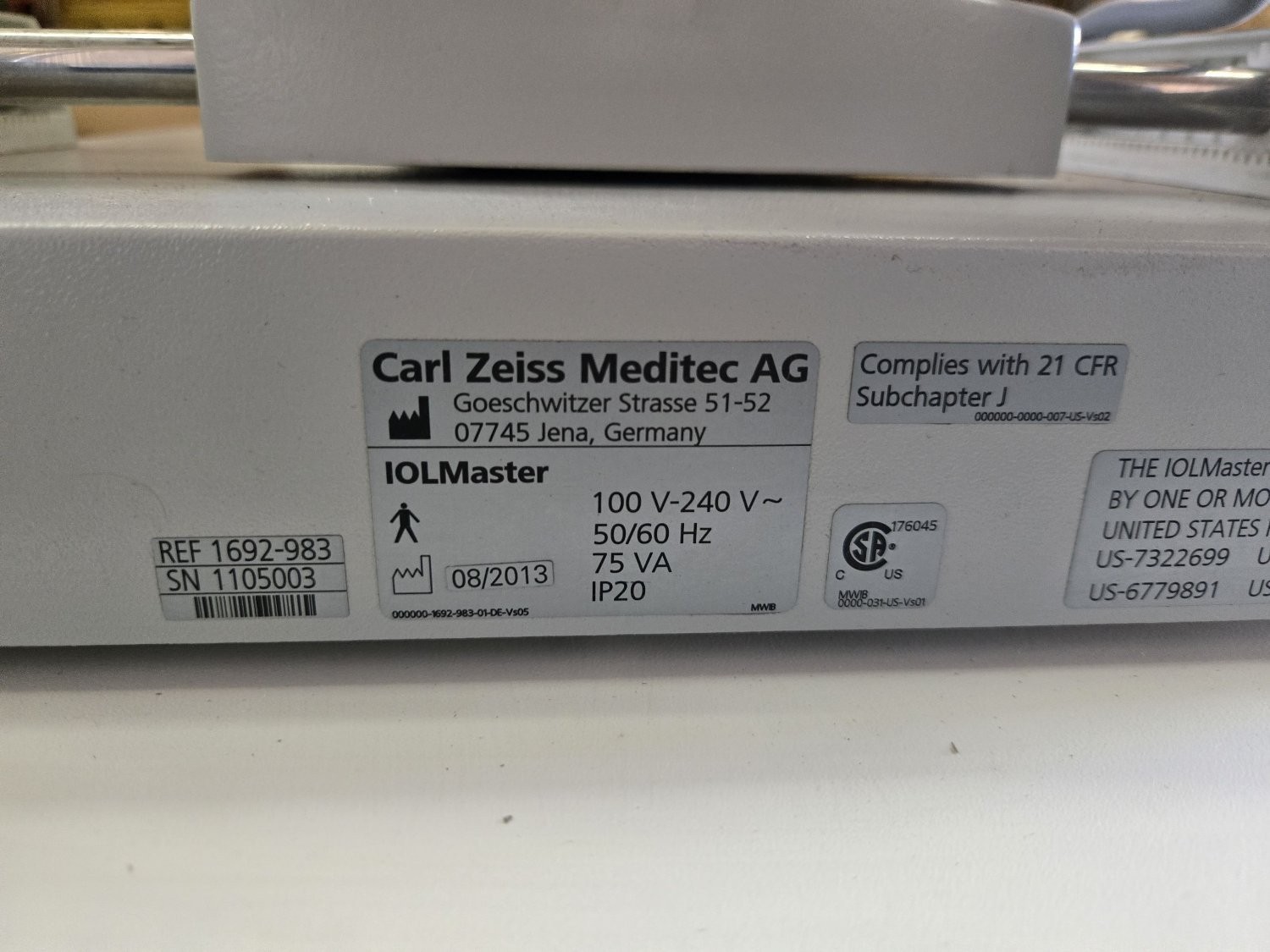 Carl Zeiss Meditec AG IOLMaster 500 Optical Biometer White W/ Lifting Table