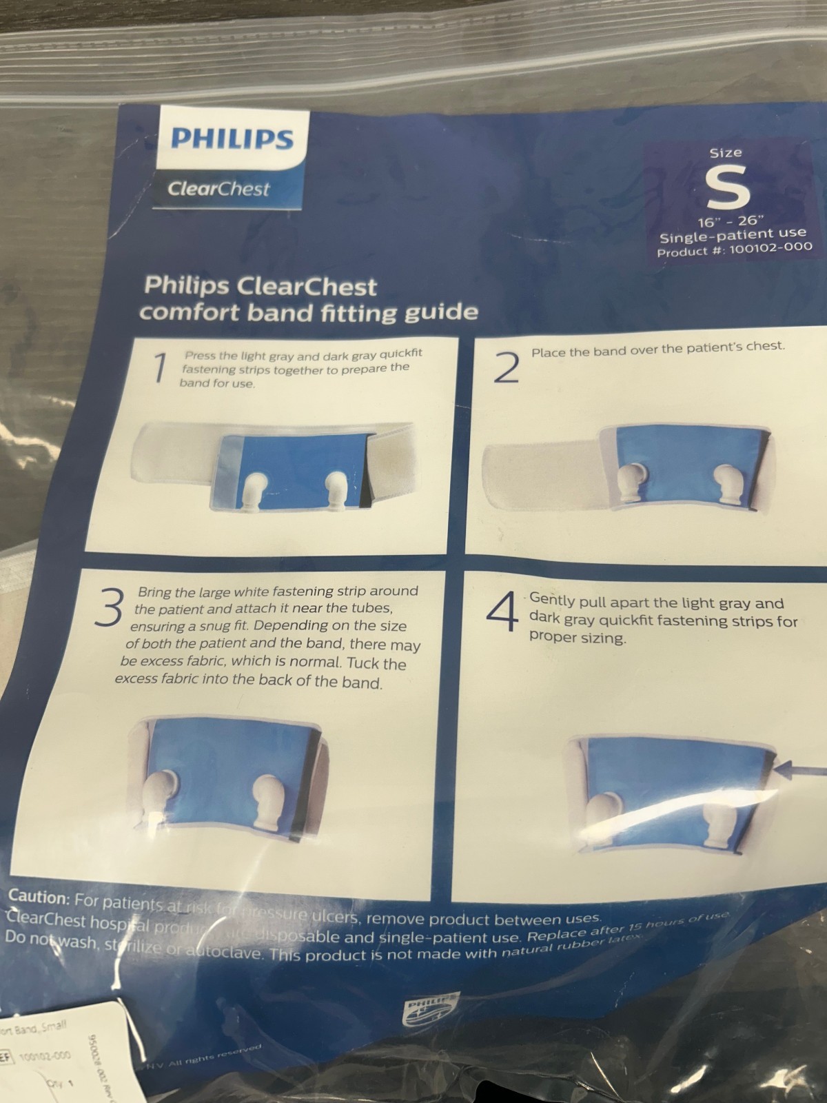 Philips Clear Chest Comfort Band, Samll, Single Patient Use, 100102-000