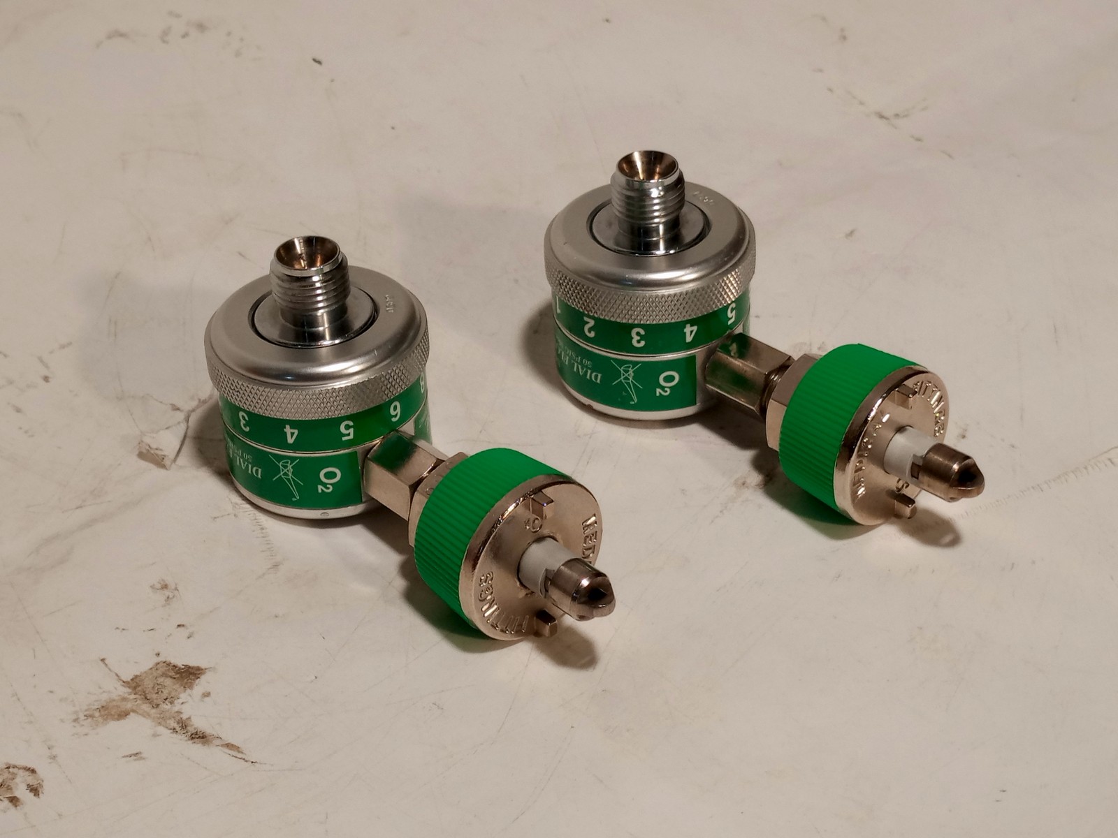 Lot of 2 Precision Medical 7MFA O2 Dial Flowmeter 0.5-15 LPM CGA 870