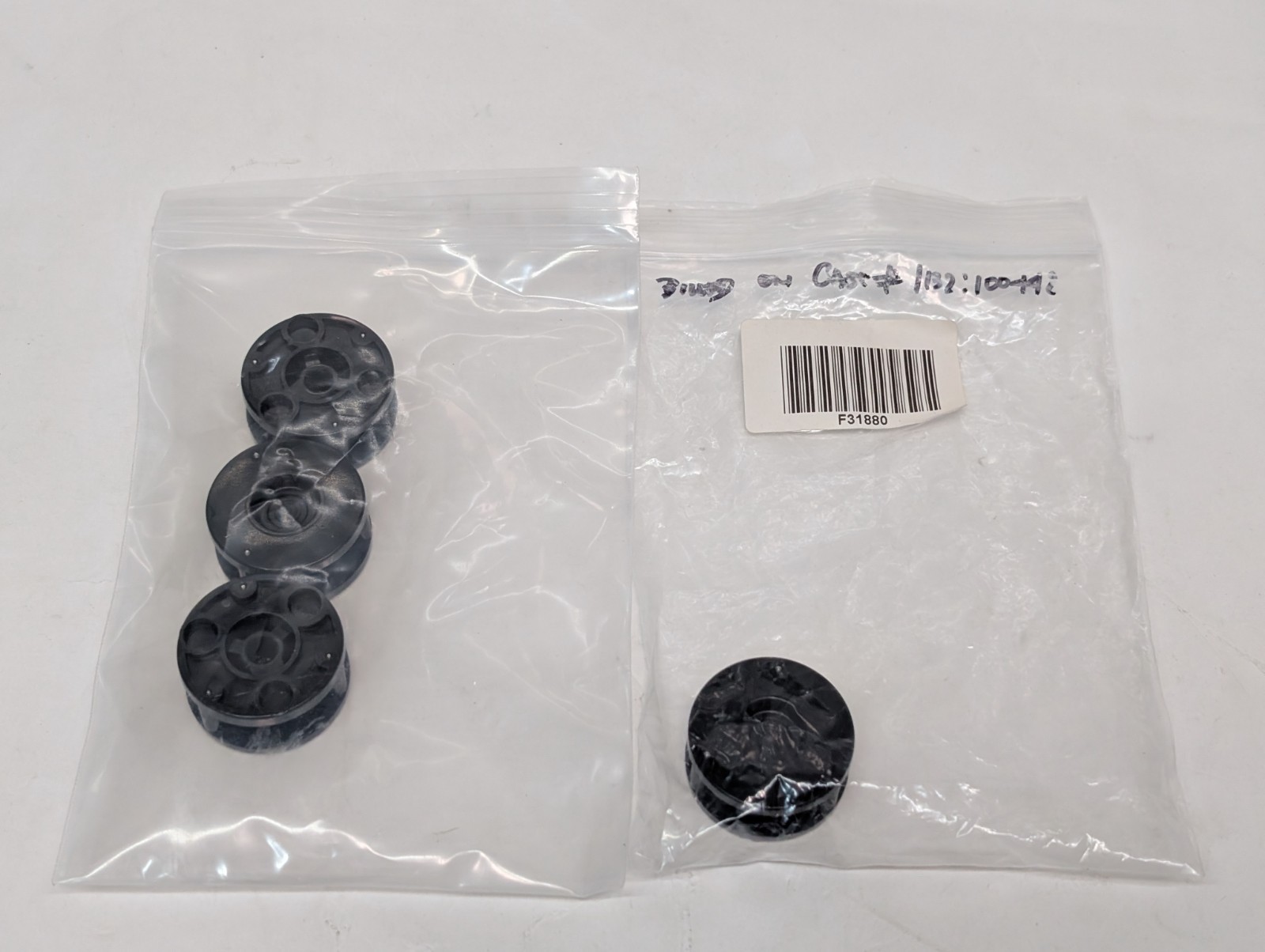 Lot of 4: Unbranded 1132/100442/F31880 Black Wheel Assembly Parts, Caster, Hub