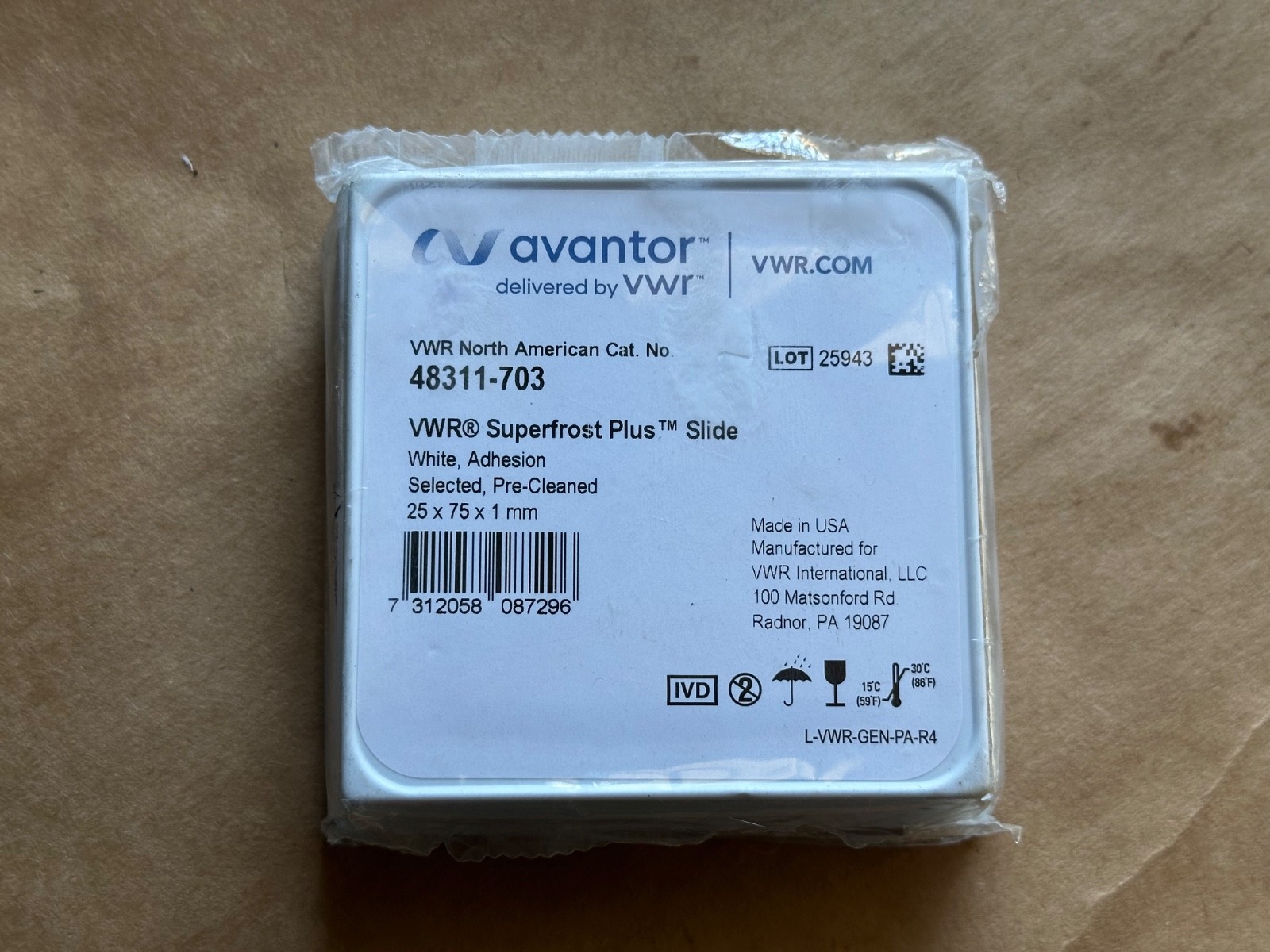 Pack of 72 – Avantor VWR Micro Super Frost Plus Slides, White 48311-703
