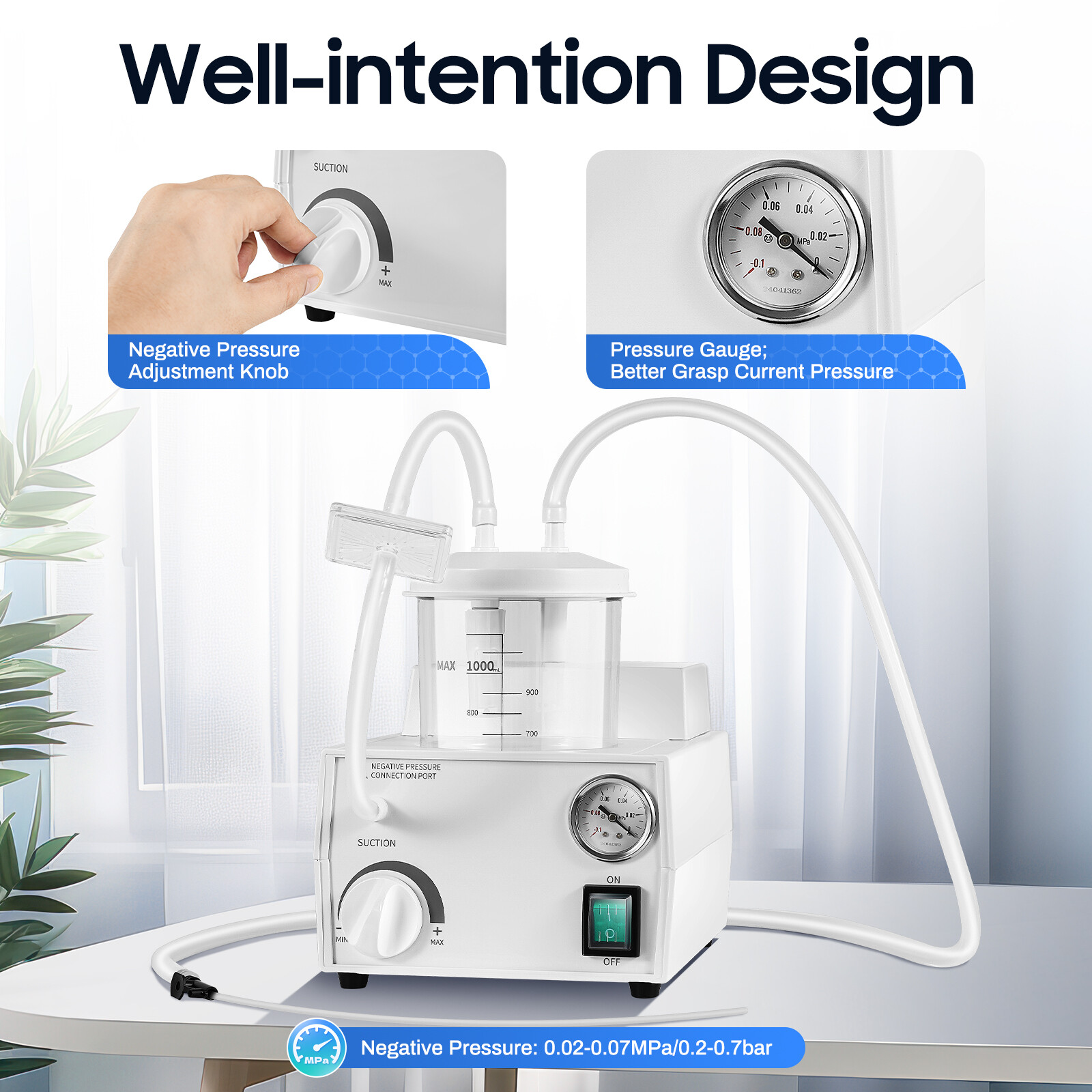 White 110V Electric Aspirator Machine for Emergency Rooms or Operating Rooms