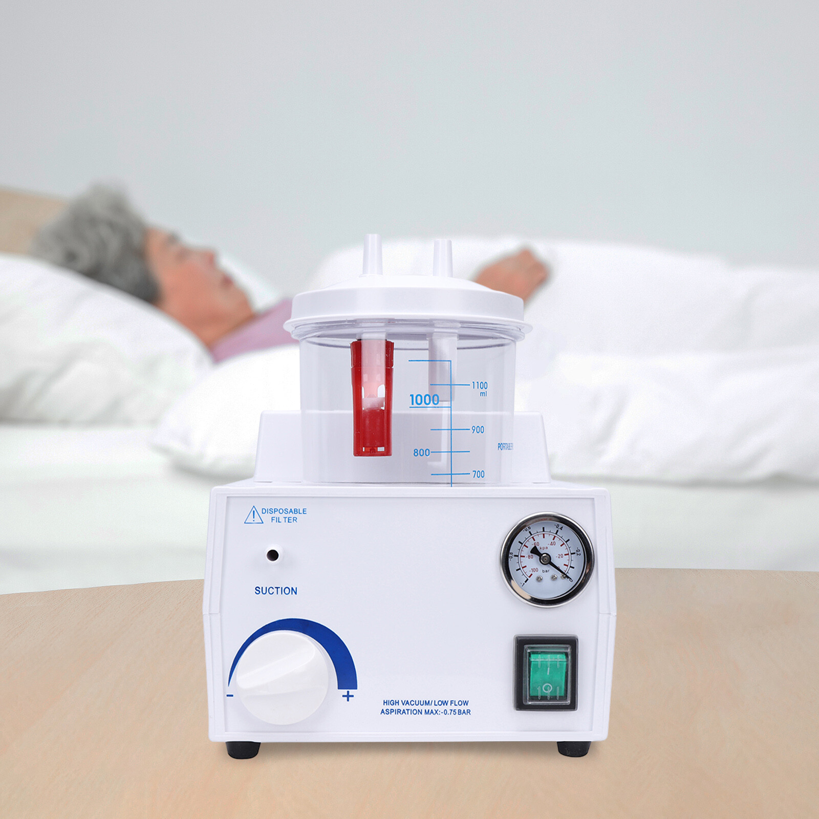 White 110V Electric Aspirator Machine for Emergency Rooms or Operating Rooms