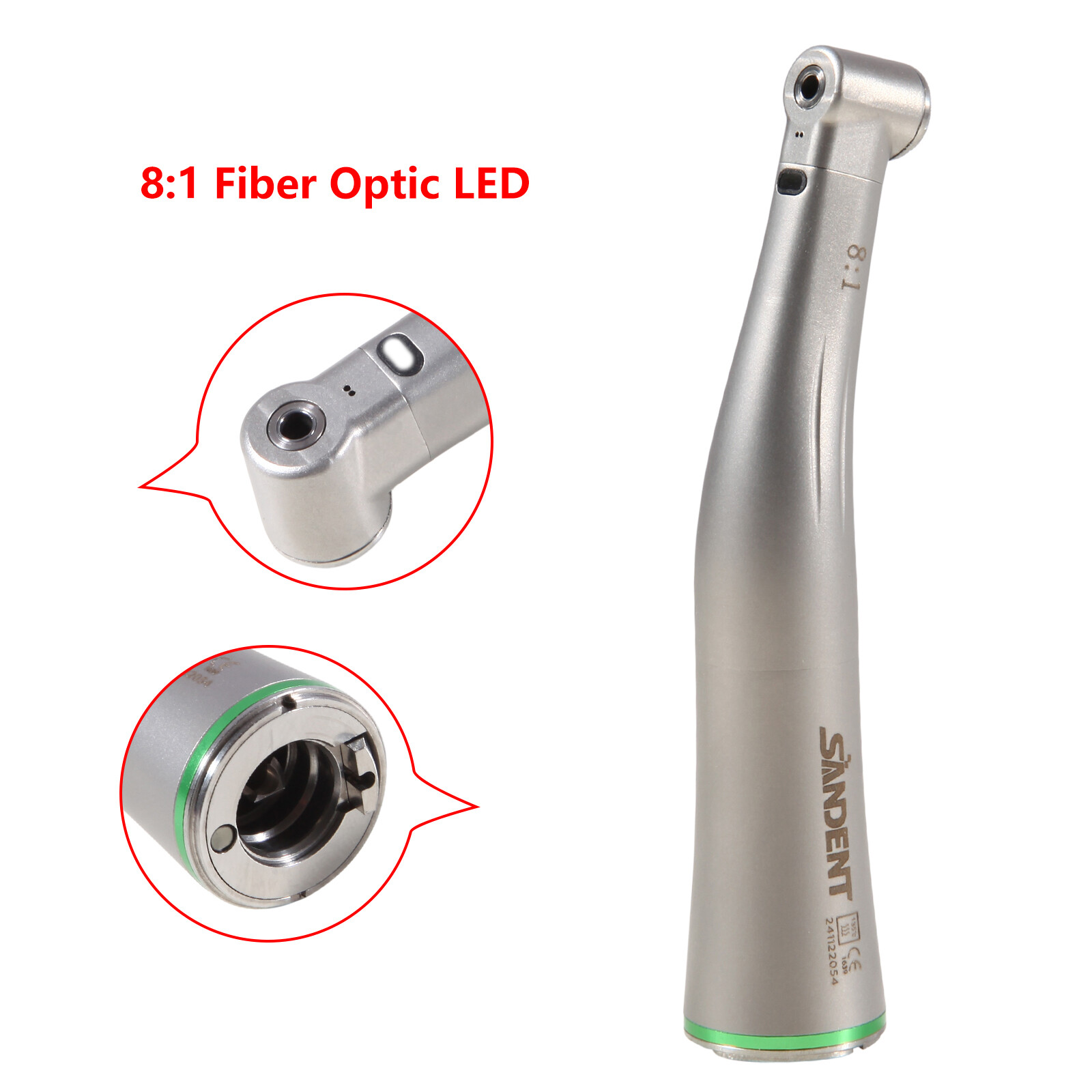 LED Dental 8:1 Electric Handpiece Fiber Optic Contra Angle Fit NSK