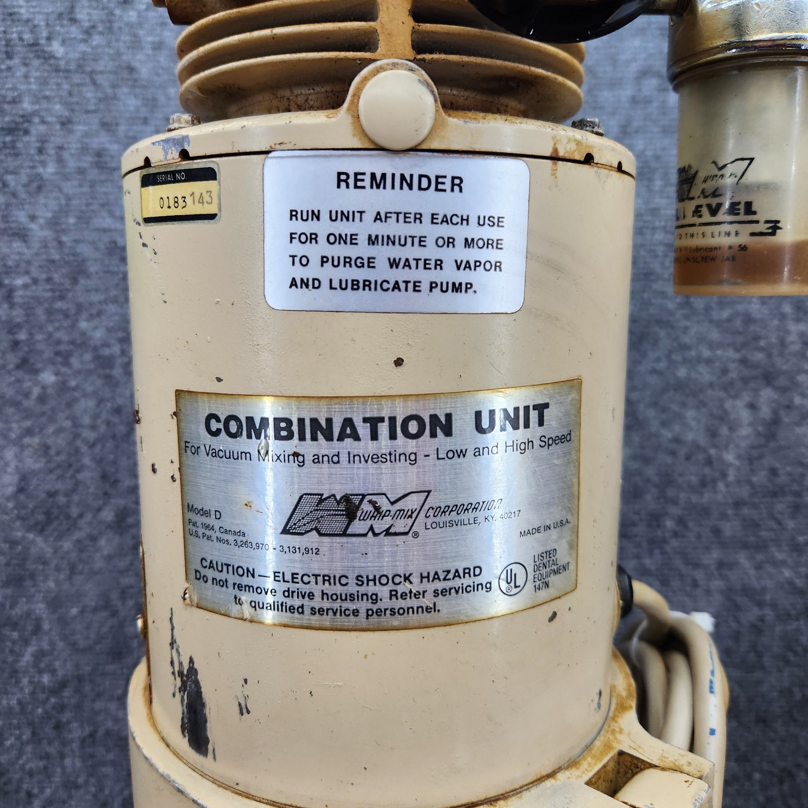 Whip-Mix Combination Unit Model D Vacuum Mixer/Vibrator Dental Lab PARTS – KK840