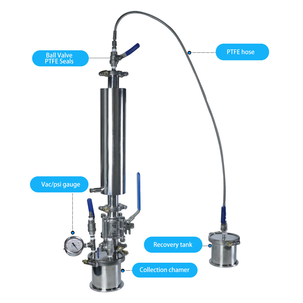 0.25LB Mini Stainless Steel Jacketed Closed Loop Extractor with Collection Tank