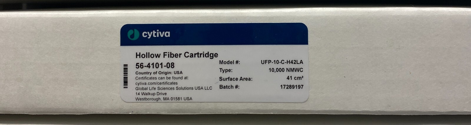 GE Cytiva Hollow Fiber Ultrafiltration Cartridge UFP-10-C-H42LA – 56-4101-08