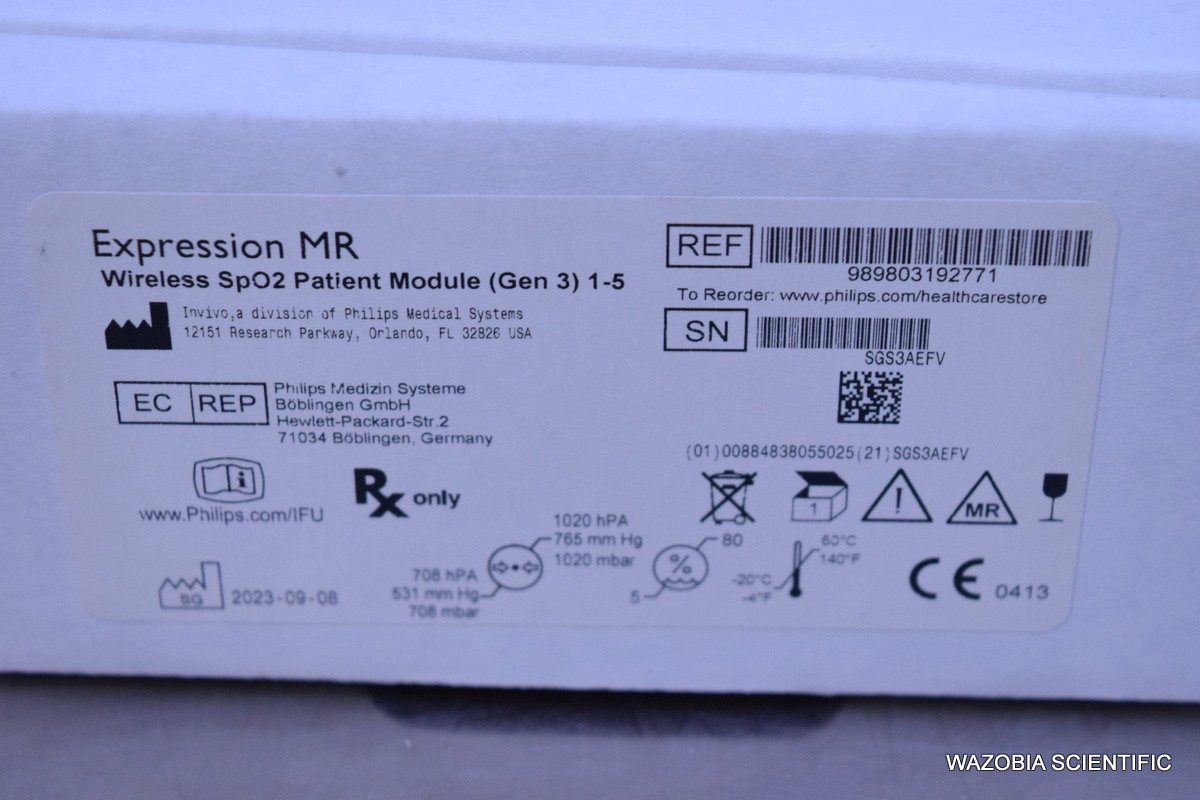 PHILIPS EXPRESSION MR WIRELESS SPO2 PATIENT MODULE GEN 3 989803192771 FOR MR400