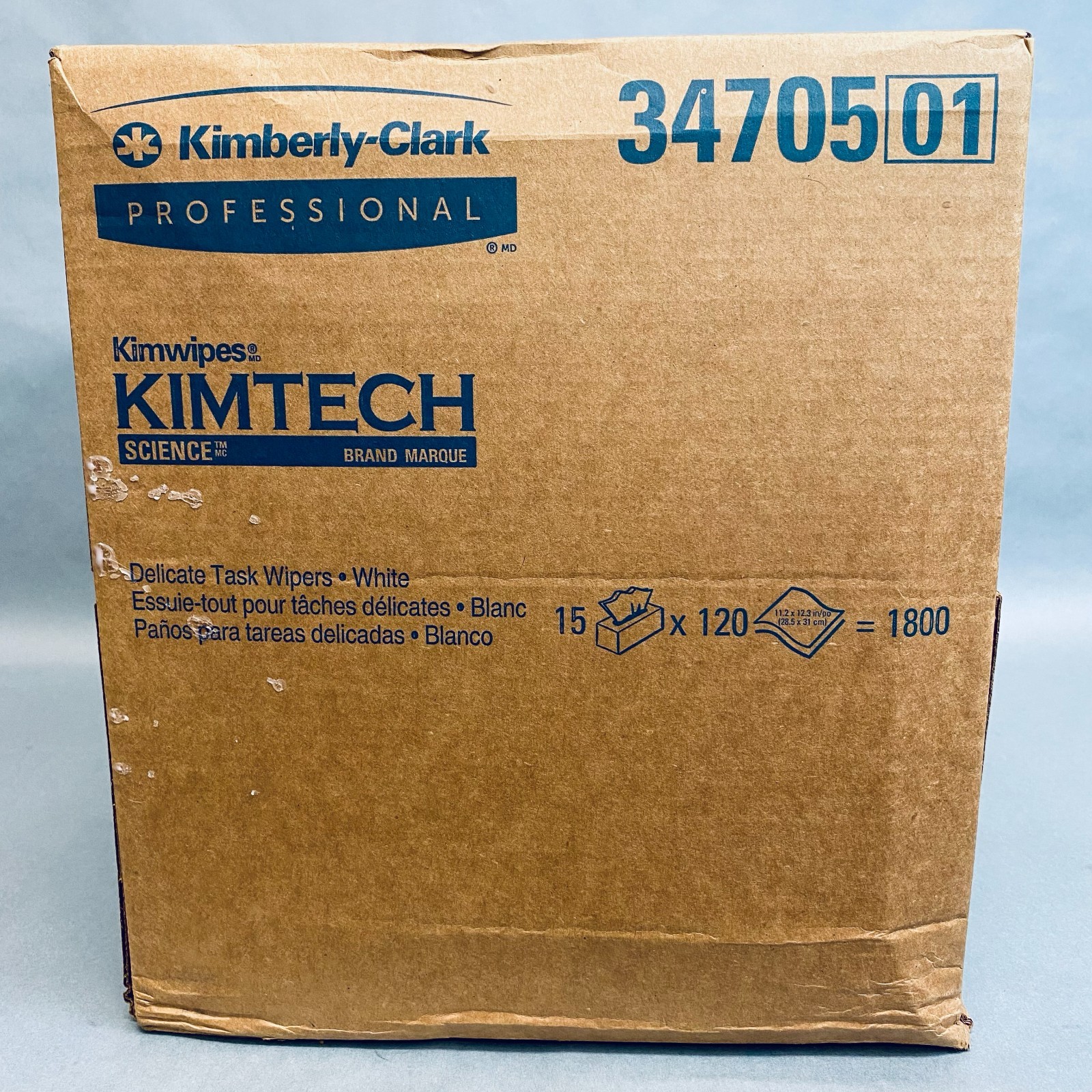Kimberly Clark Kimtech Kimwipes Case of 15 Boxes with 120 Sheets Each
