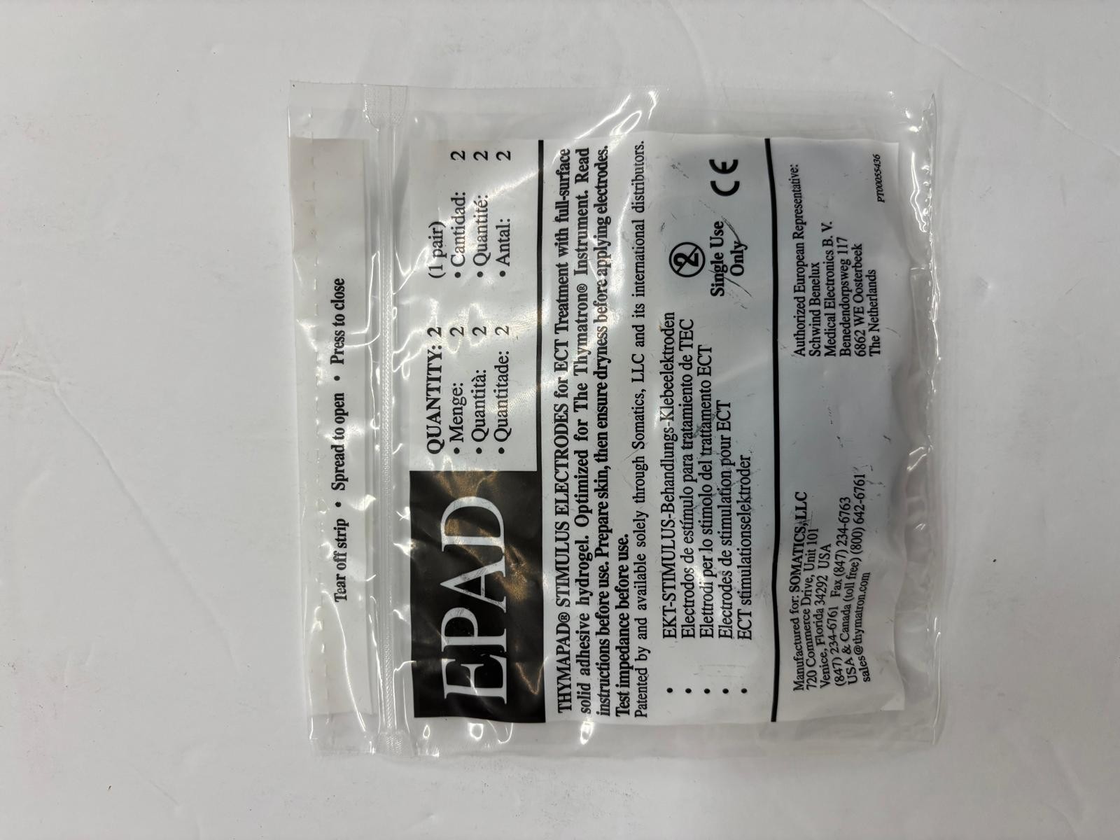 EPAD THYMAPAD ECT Stimulus Electrodes – Single Use – Qty 2 (1 Pair) Pack Of 4