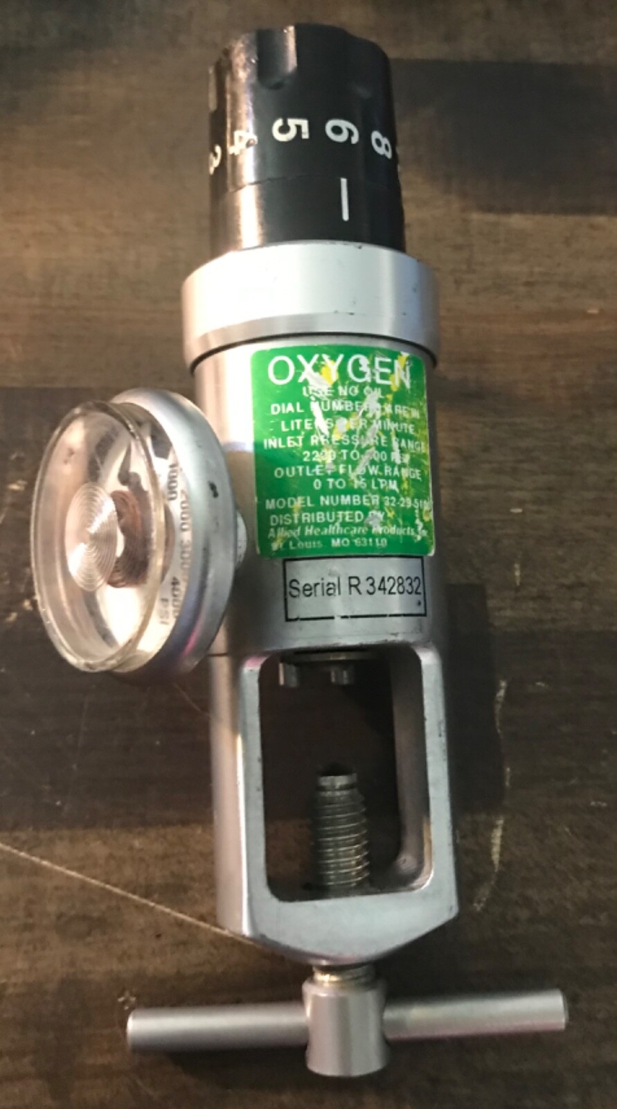 Allied Healthcare 32-29-5100 Oxygen Regulator Medical O TO 15 LPM