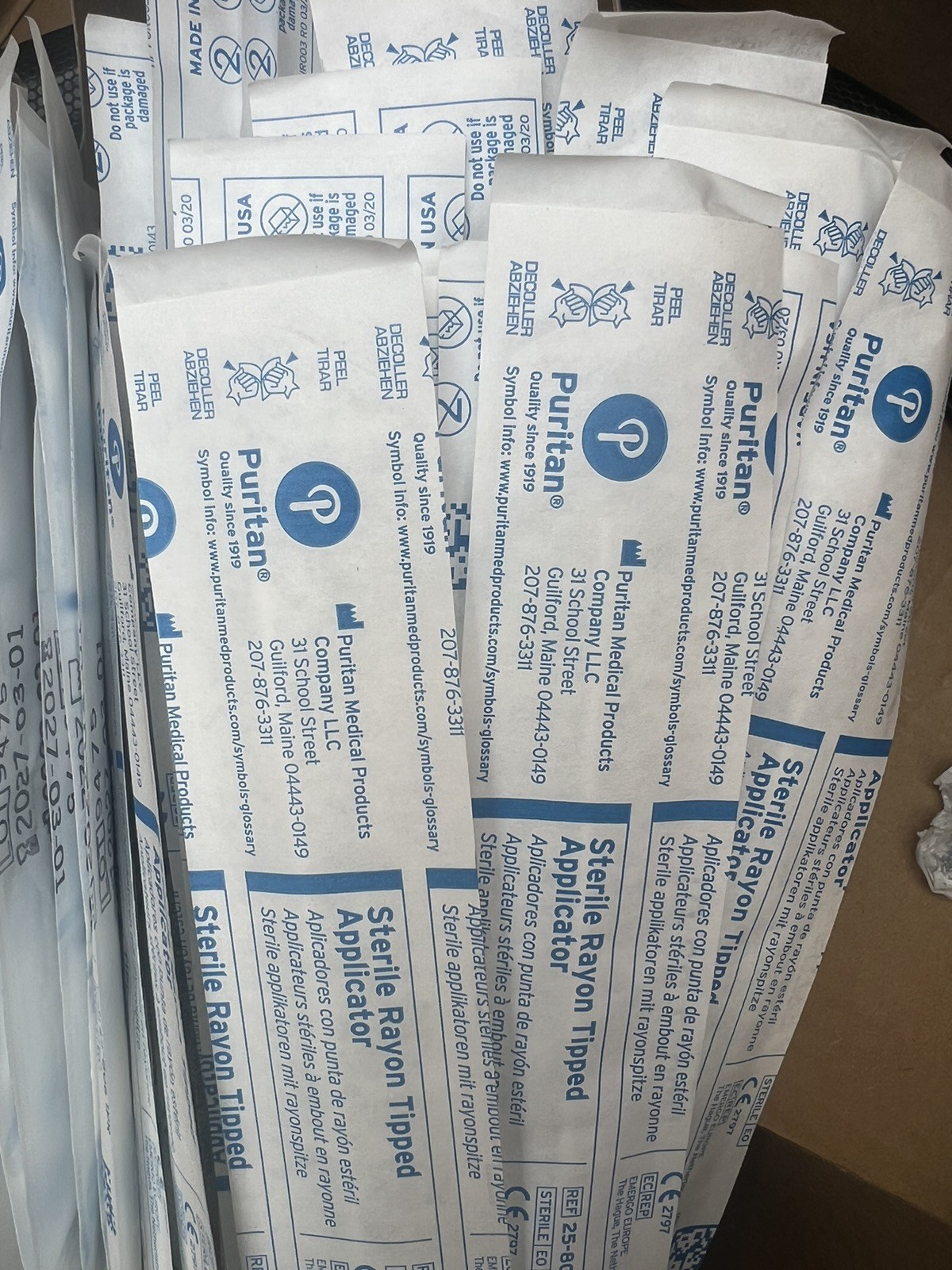 Puritan 25-806 1PR Sterile Rayon Tipped Applicators 6» Plastic Handle Lot
