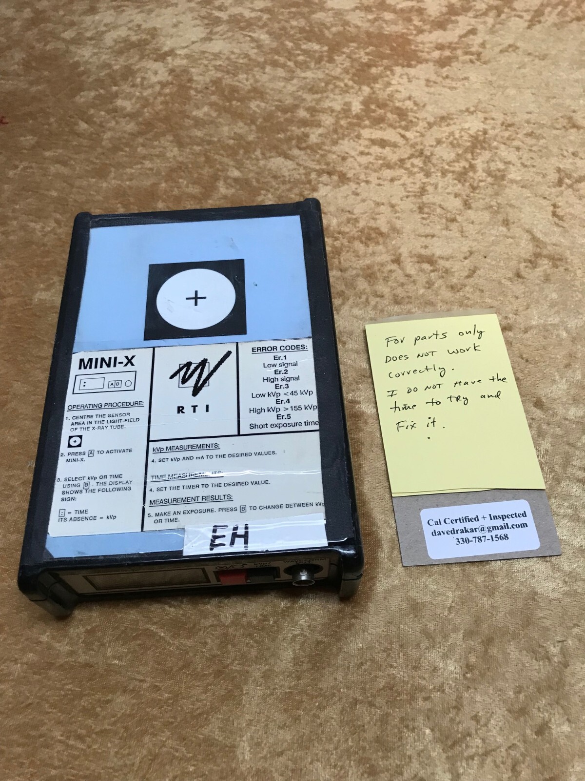 Read RTI Mini PMX KVp Time xray meter fluke victoreen RMI Radcal raysafe unfors
