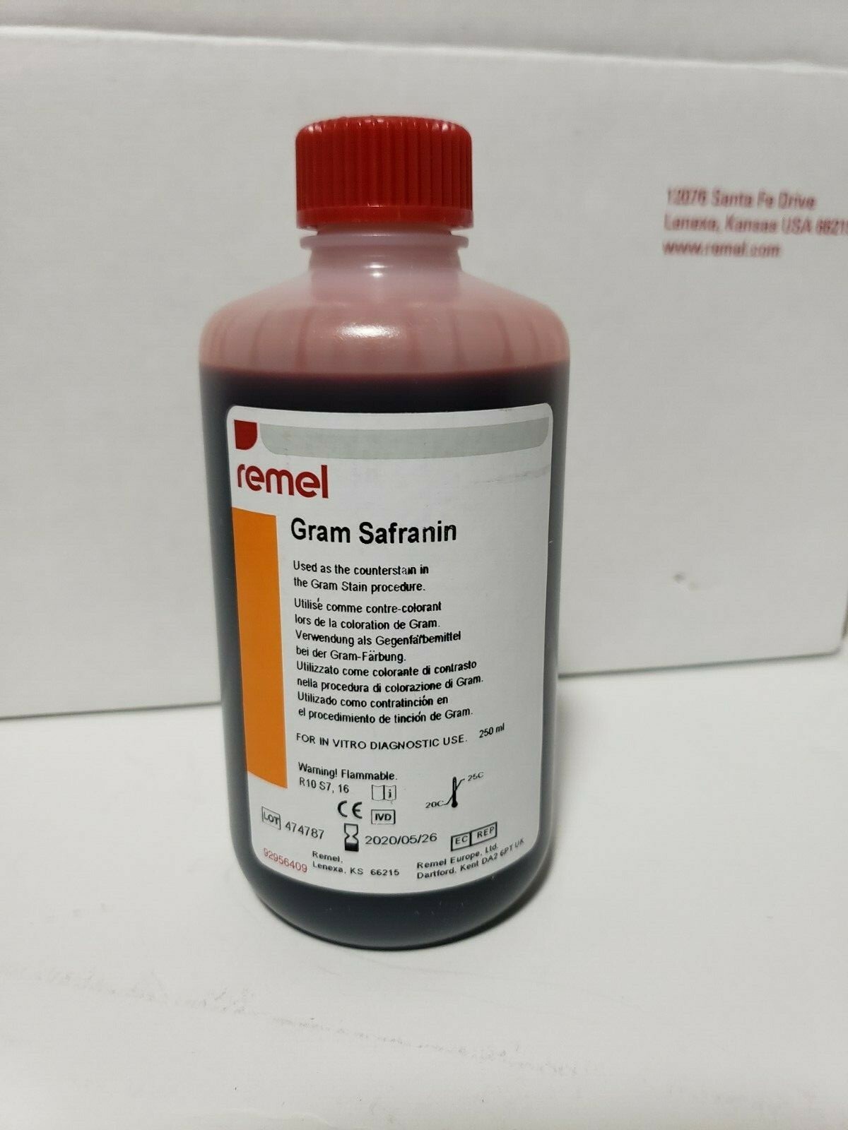 Thermo Fisher Scientific Remel Gram Safranin Vitro Diagnostic Exp:2020