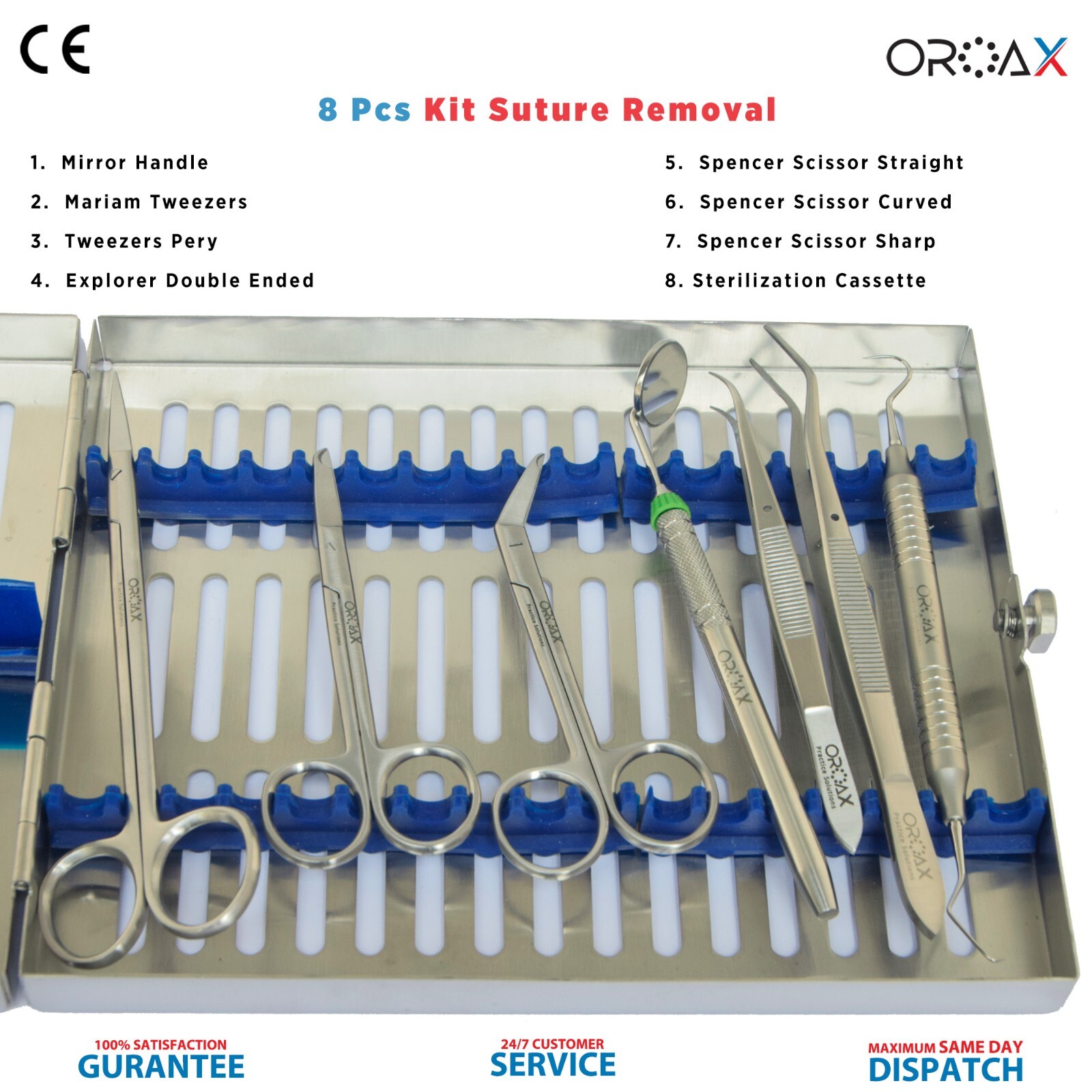 8pcs Nursing Stitch Suture Training Kit Surgical Forceps Scissors Surgery+Tray