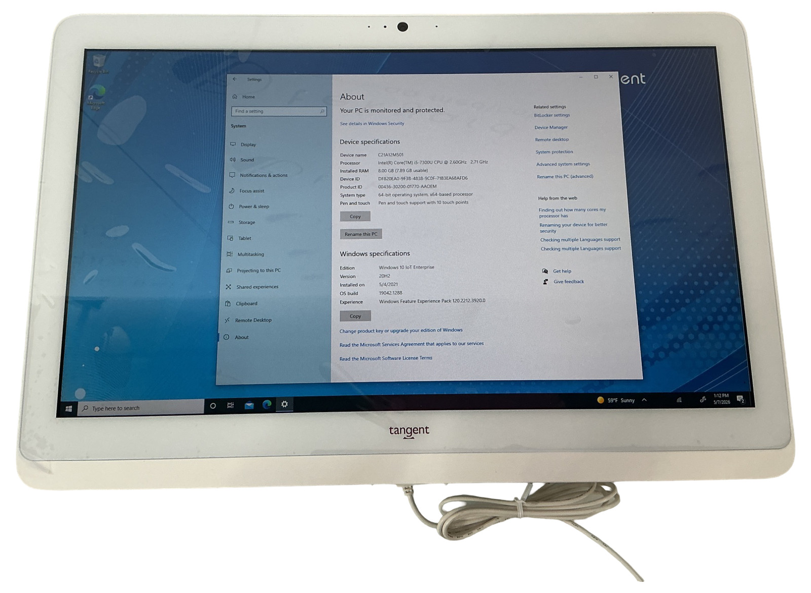 TANGENT ALL-IN-ONE CLINICAL TOUCHSCREEN PC MONITOR