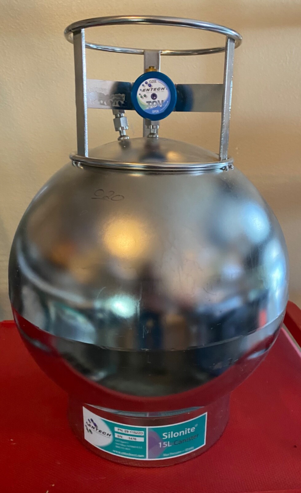 Entech. 15L Summa Canister for air sampling. Part # 29-11522D