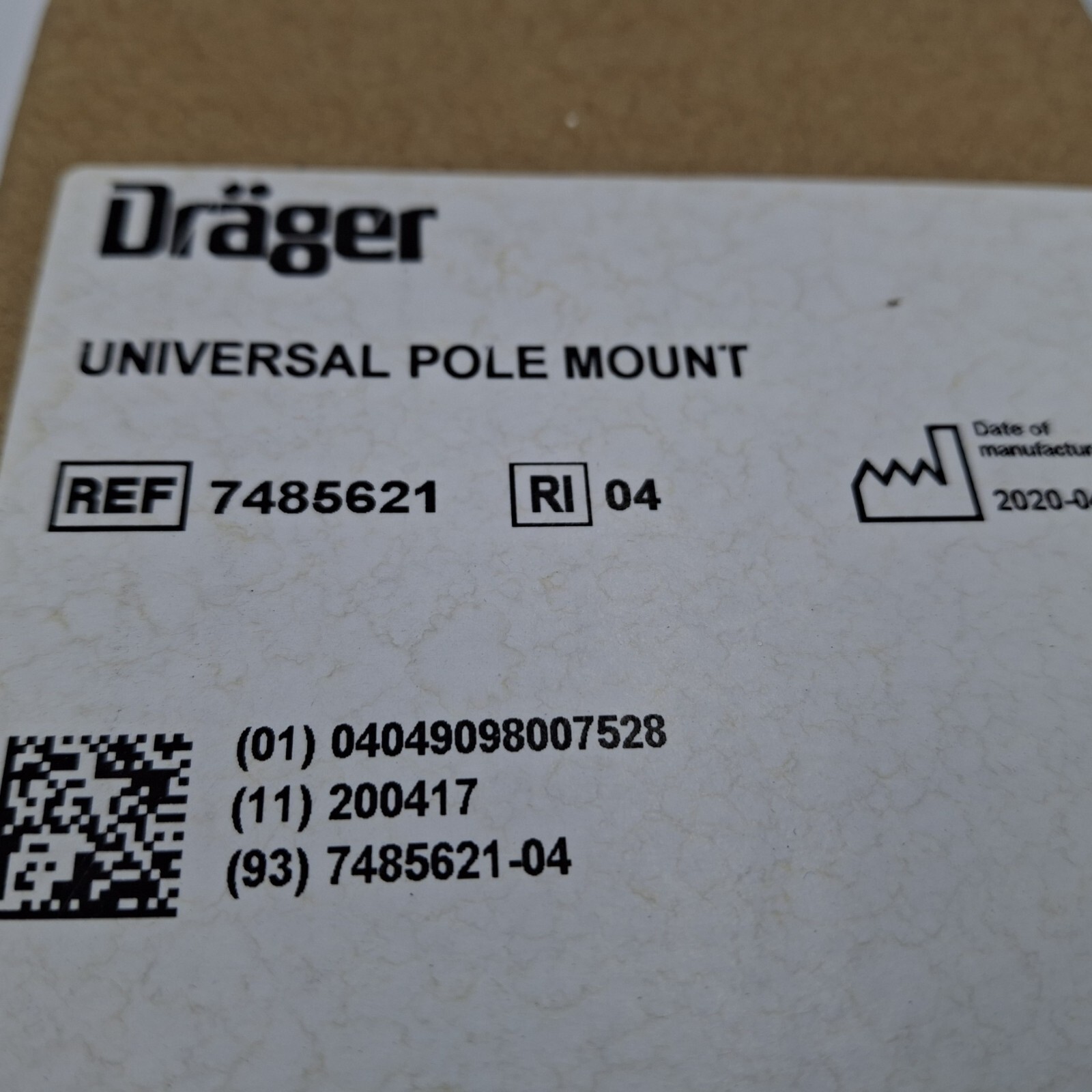 Drager Universal Pole Mount Ref: 7485621 Set of 2