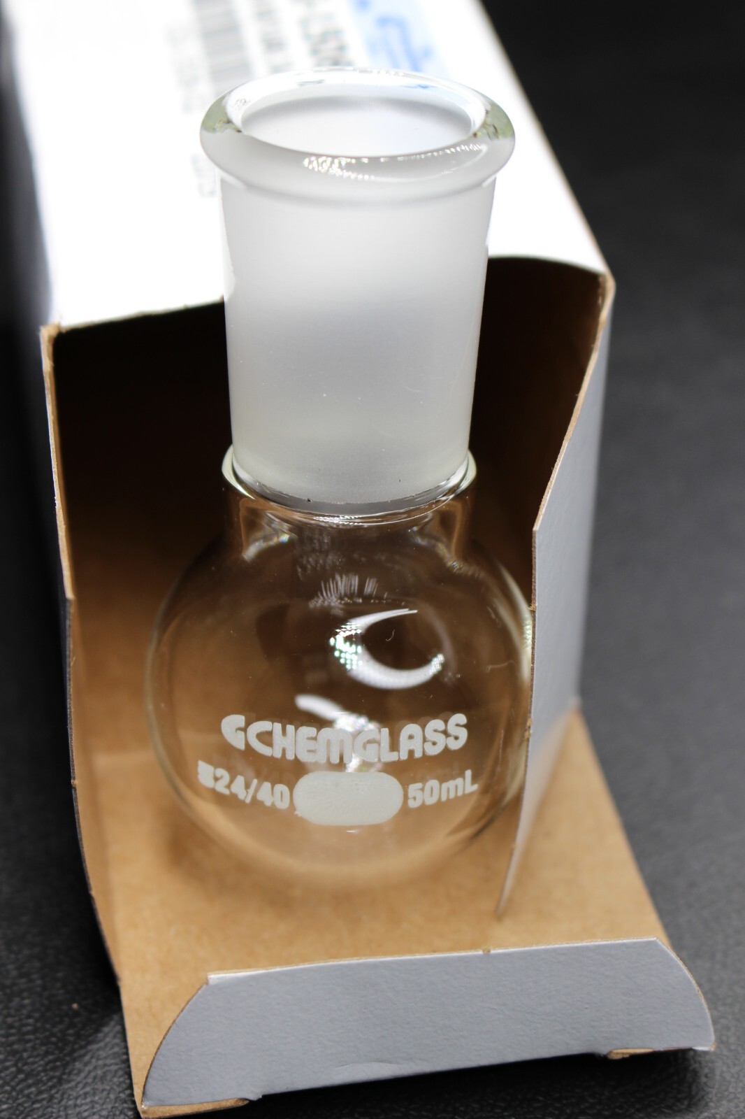 NEW Chemglass 50mL Round Bottom Flask 24/40 Outer Joint CG1506-02 Heavy Wall