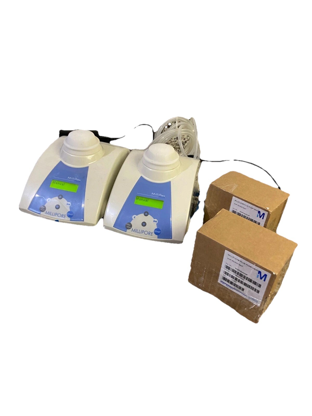 Dual Millipore Milliflex PLUS w/ NEW In Box MXPHEAVHP VHP Compatible Pump Heads