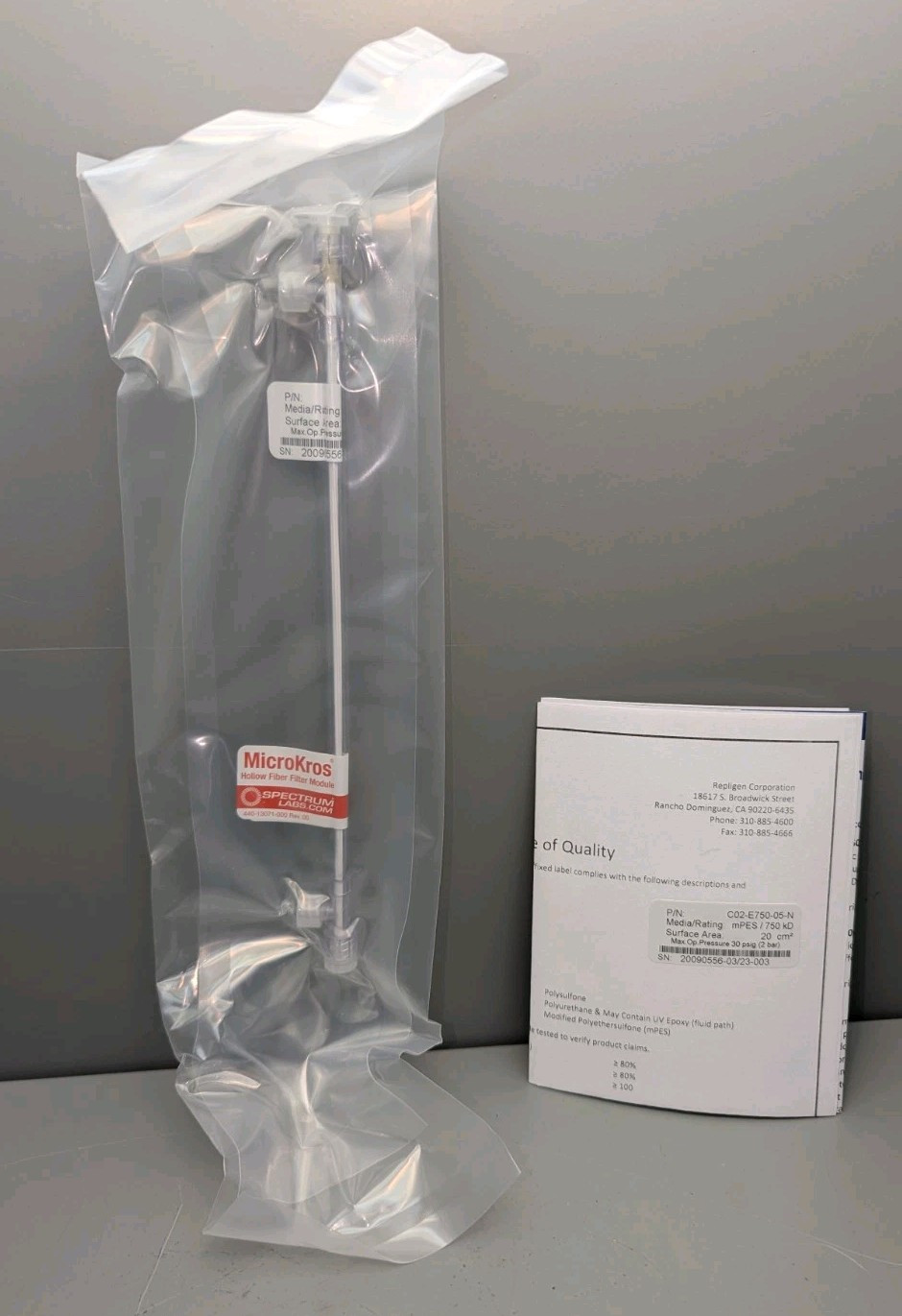 Repligen MICROKROS # C02-E750-05-N , 20CM 750K MPES 0.5MM MLL X FLL 1/PK
