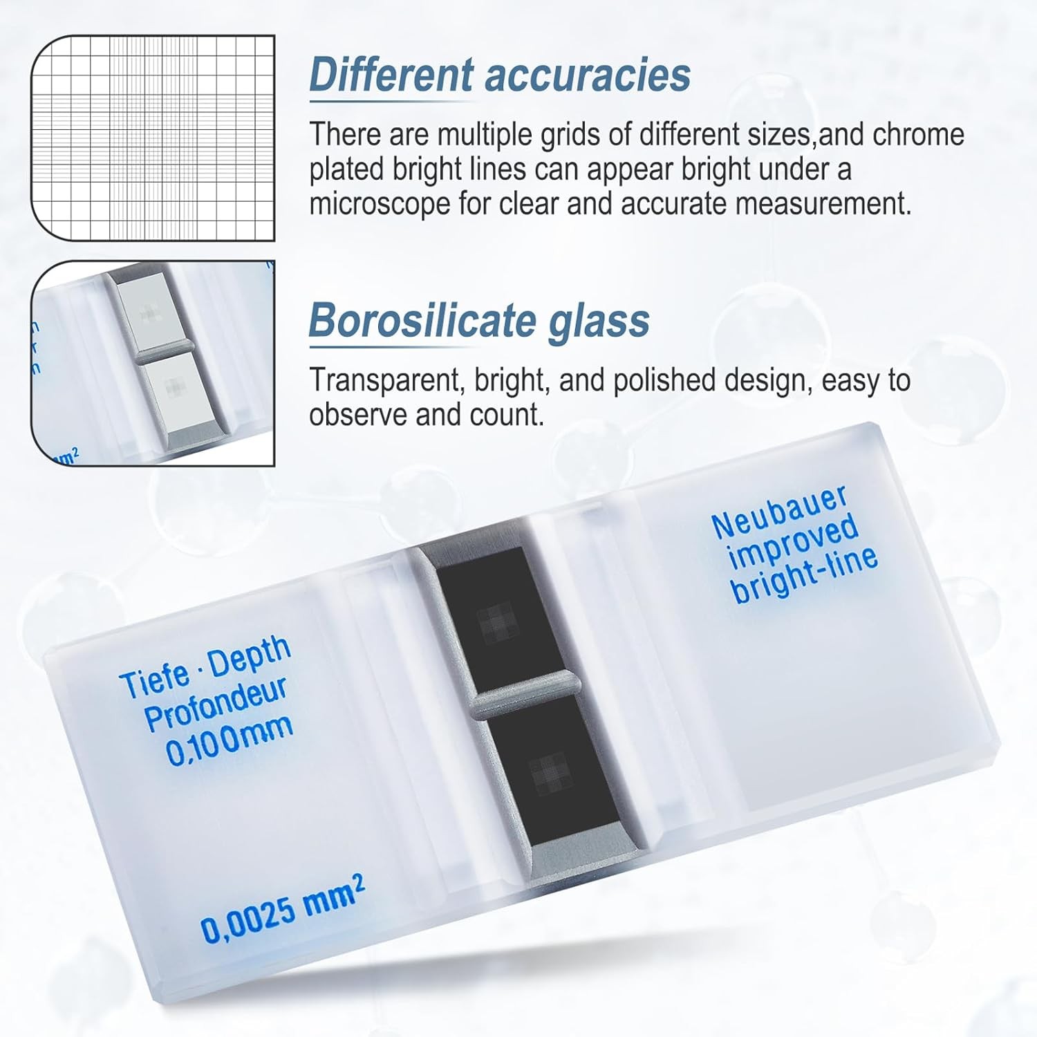 Hemocytometer Cell Counting Chambe Neubauer Improved Blood Counting Chamber New