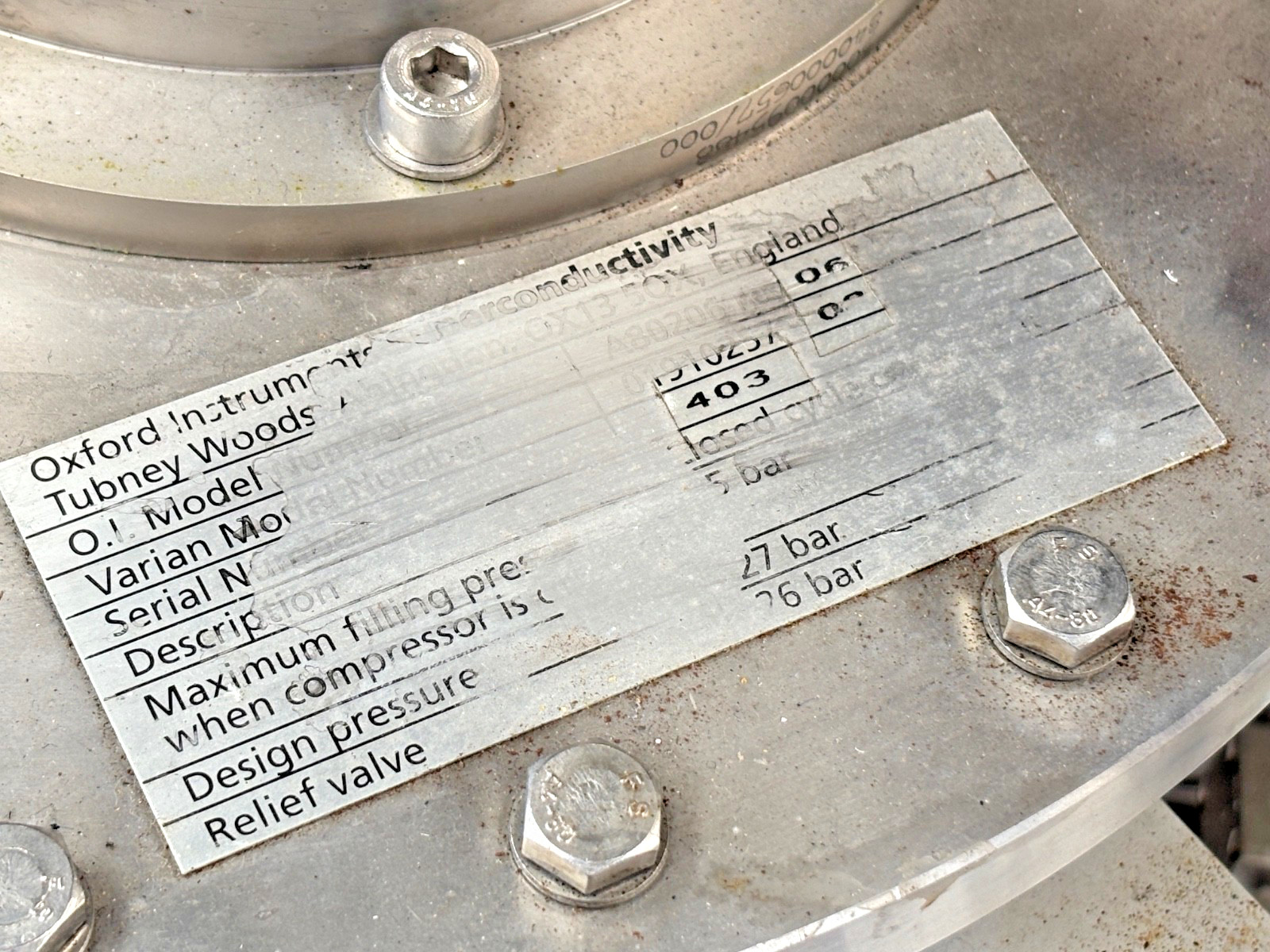 Varian #01910257 NMR Superconducting Magnet Cryostat Cold Trap, Cryogenic System