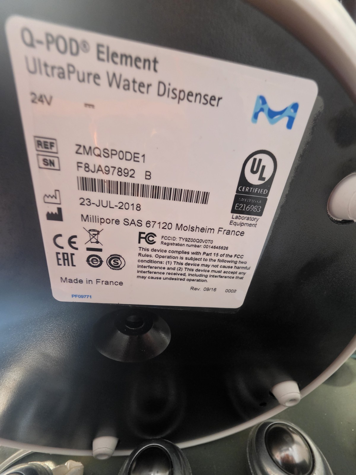 Parts Millipore Q-POD ELEMENT Ultrapure Water Unit (Model: ZMQSP0DE1)
