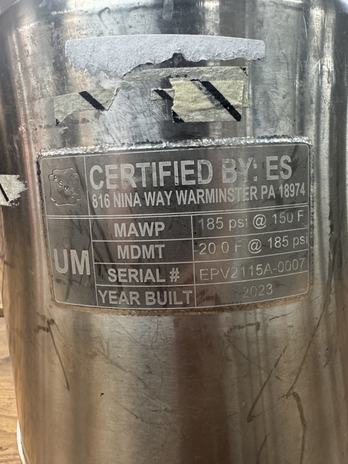 ASME Stainless Steel Sanitary Pressure Vessel Tri Clamp Process Tank 185 PSI 202