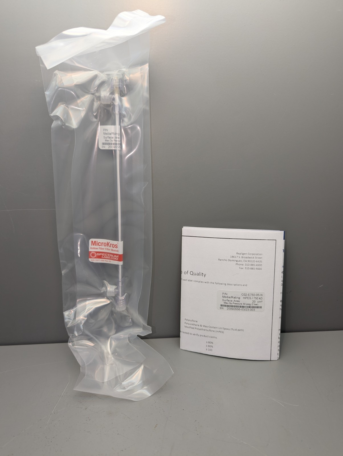 Repligen MICROKROS # C02-E750-05-N , 20CM 750K MPES 0.5MM MLL X FLL 1/PK
