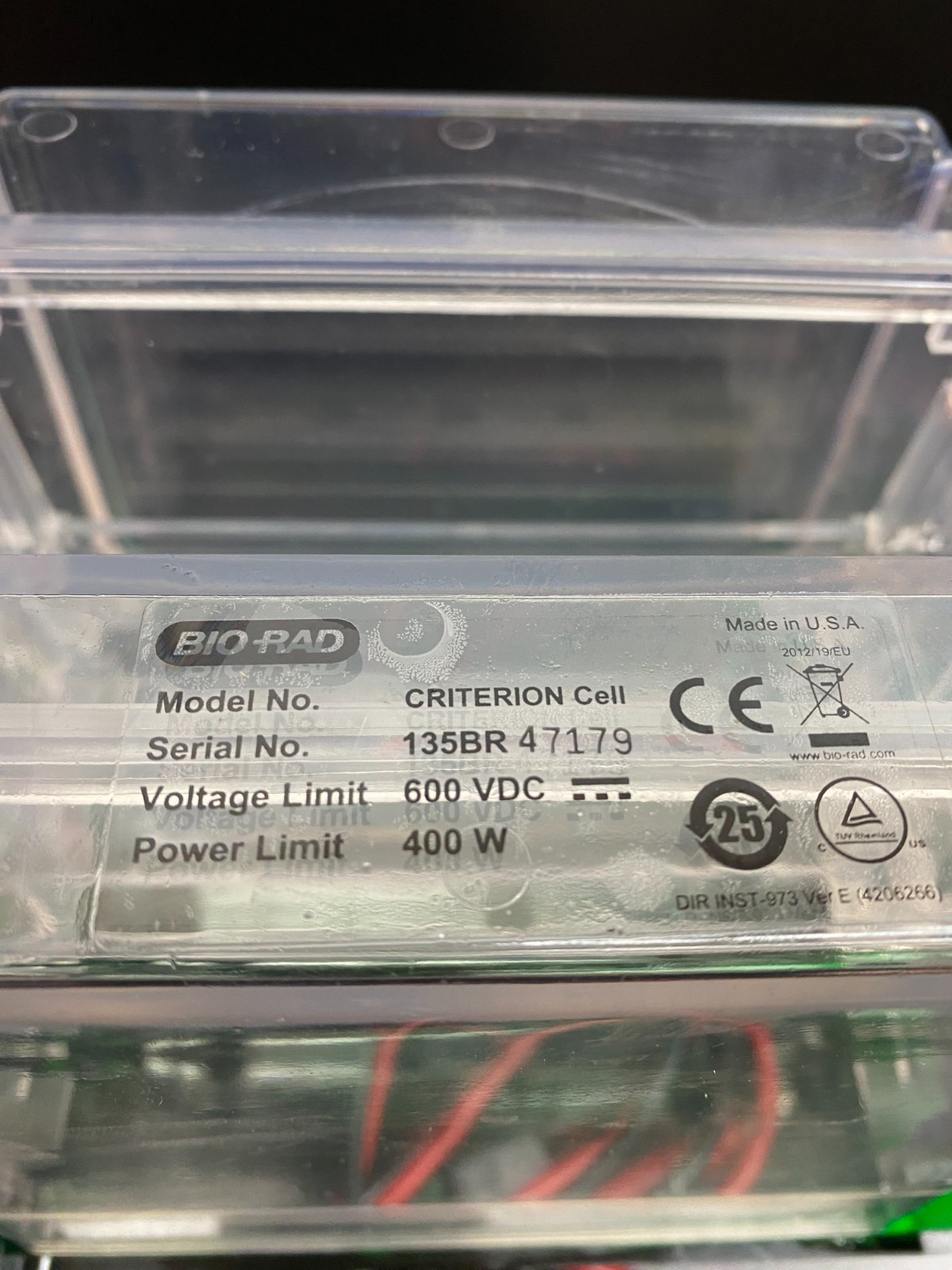 Bio Rad PowerPac Basic Power Supply with Criterion Cell Electrophoresis System