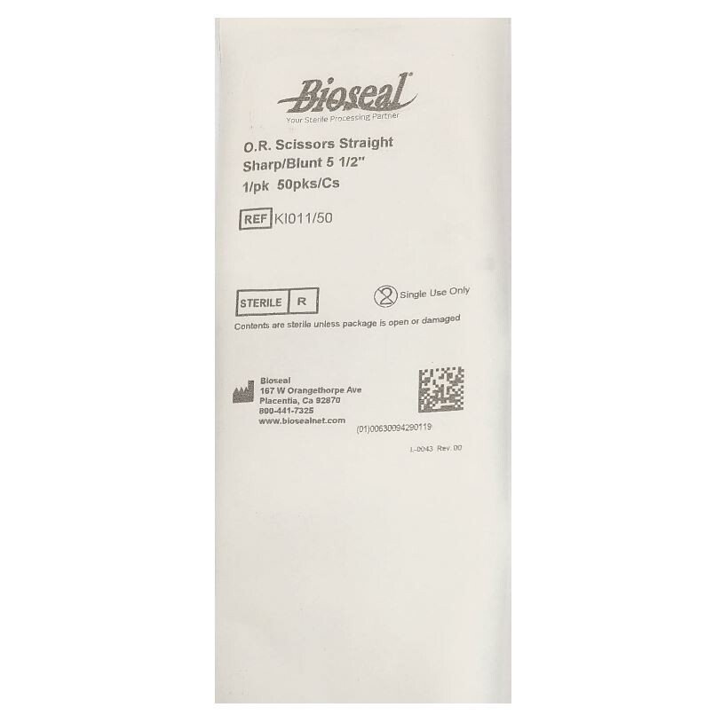 *1-Pack* Bioseal O.R. Scissors Straight 5.5″ Stainless Steel Sterile KI011/50
