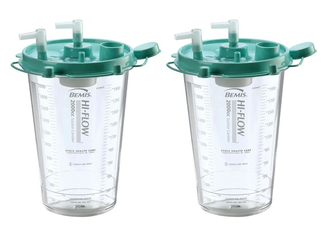 2 Pk, Bemis Rigid Suction Canister 2000cc Hi-Flow Suction Canister & Lid 494410