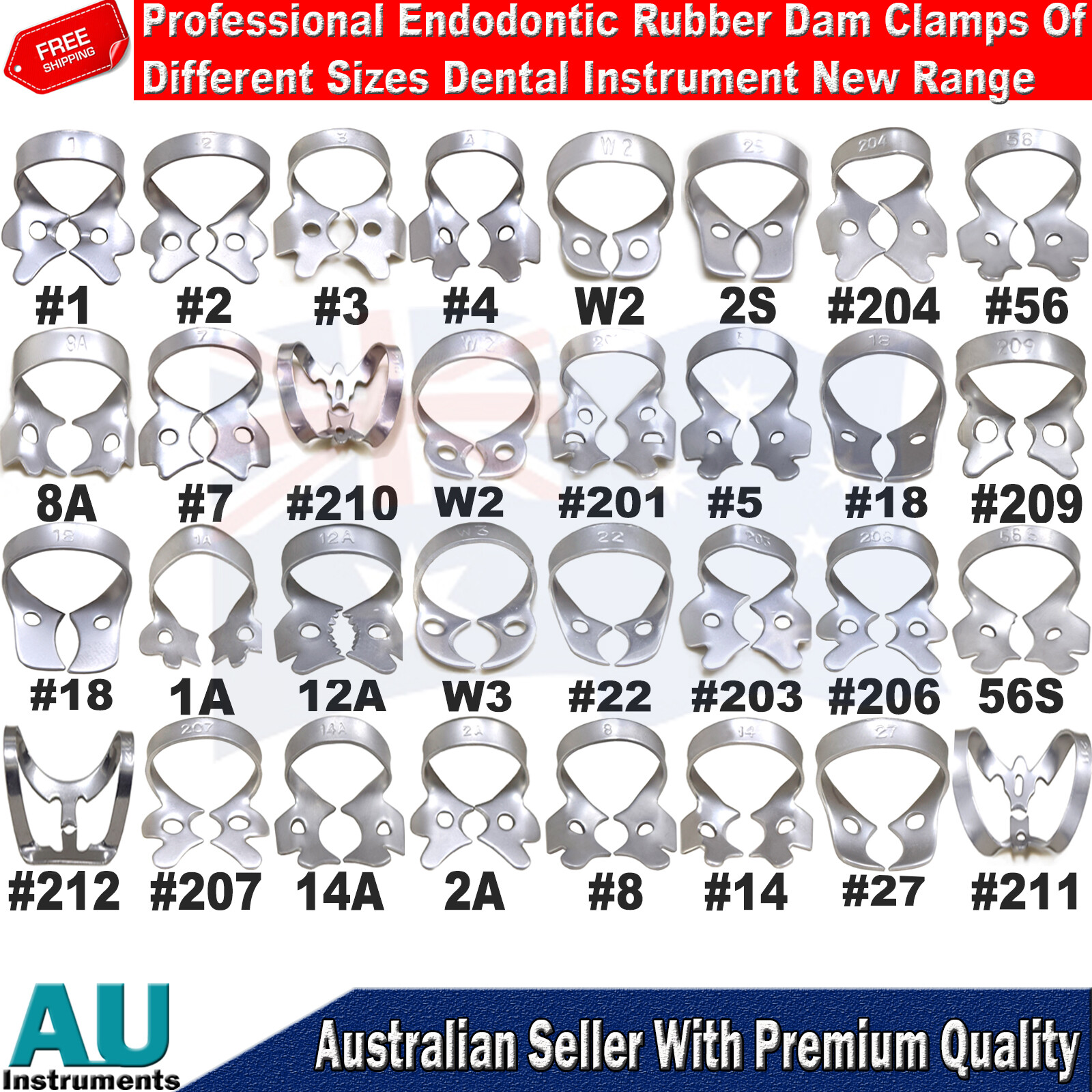 32pcs Endodontic Rubber Dam Clamps Different Sizes Restorative Dental Instrument