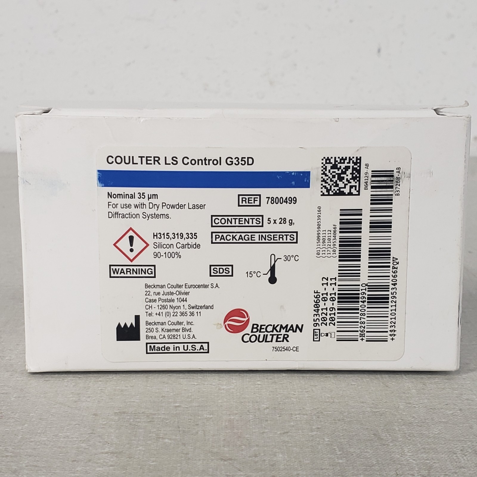 Beckman Coulter 7800499 LS Control G35D 35um SiC Dry Powder Standard 130g