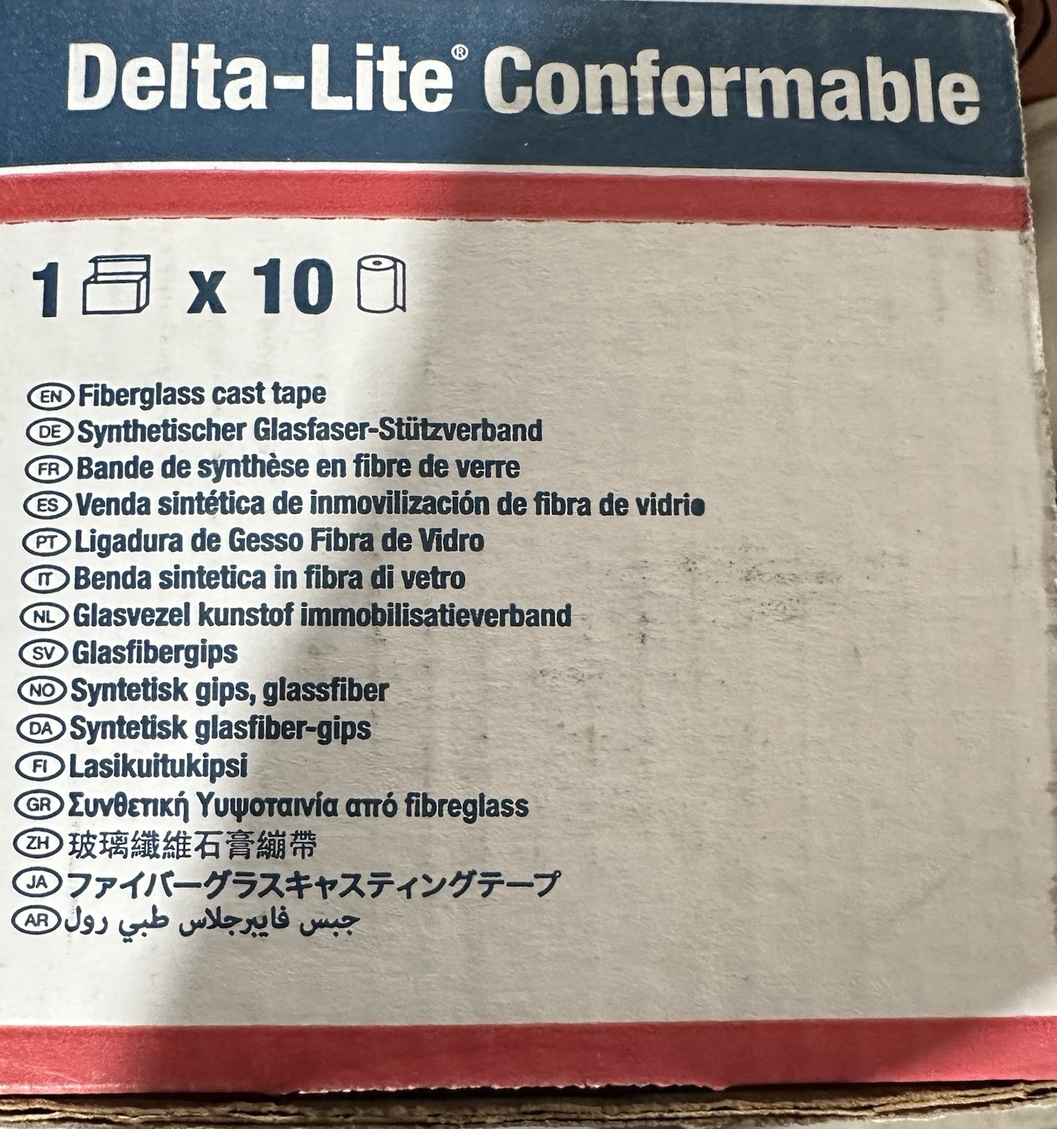 DELTA-LITE CONFORMABLE FIBERGLASS CAST TAPE 6823A 3” 7.5cm x 3.6m WHITE Bx Of 10