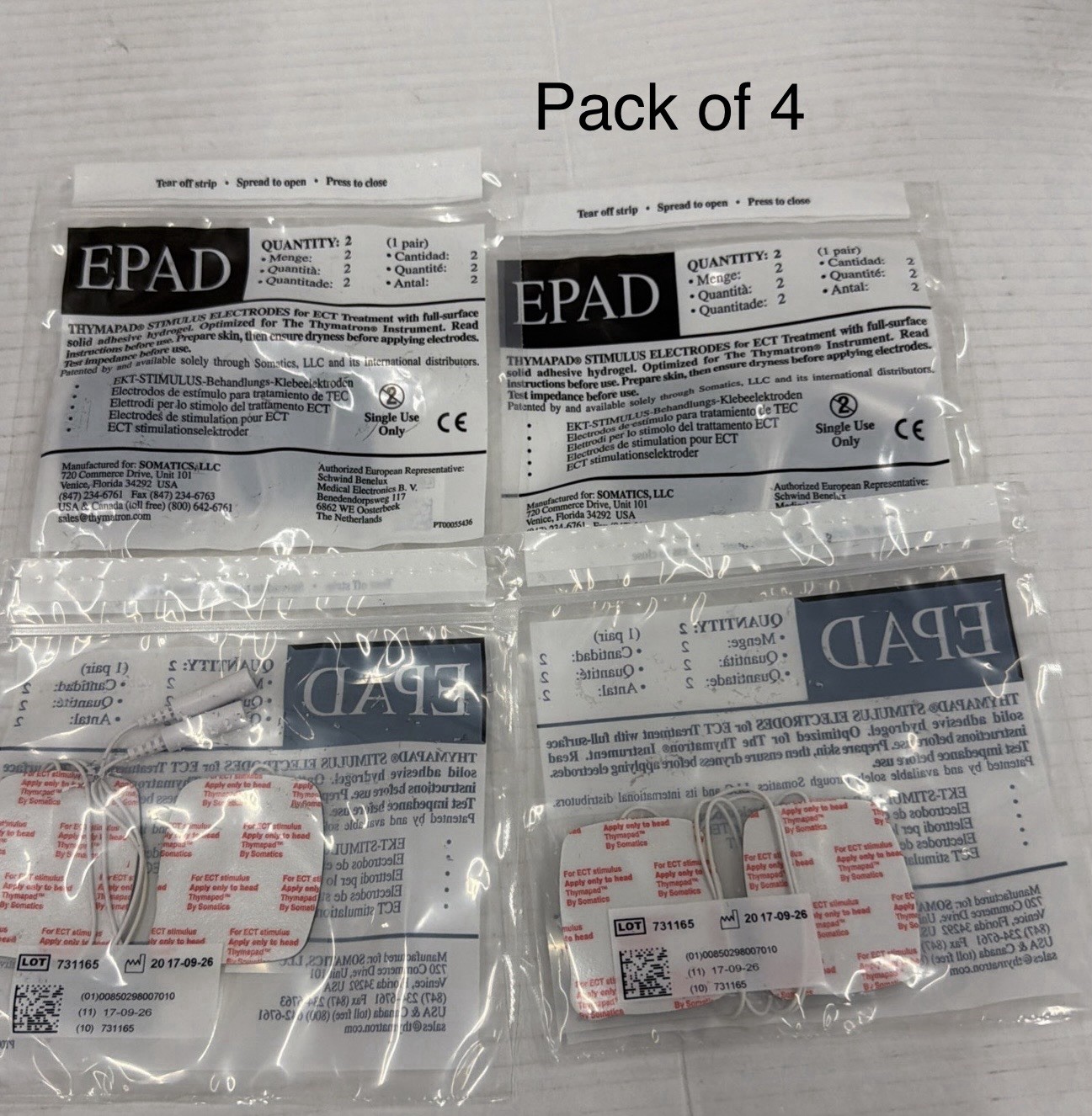 EPAD THYMAPAD ECT Stimulus Electrodes – Single Use – Qty 2 (1 Pair) Pack Of 4