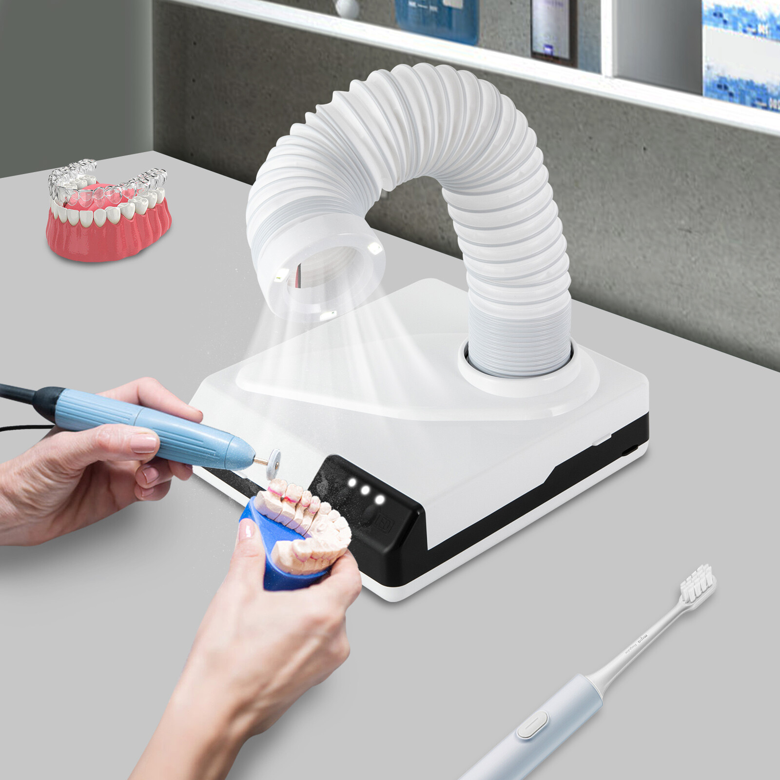 Dentistry Vacuum Cleaner Dental Lab Vacuum Cleaner With 3 LED Spotlights 60W