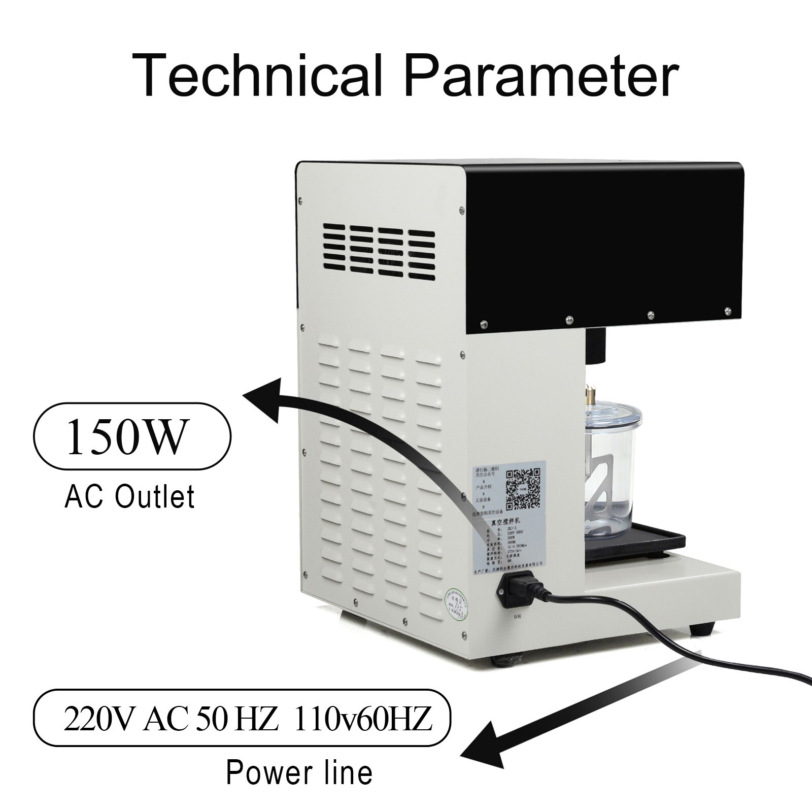150W Dental Lab Vacuum Plaster Mixer with Built-in Vacuum Pump 500ml Bowl USA