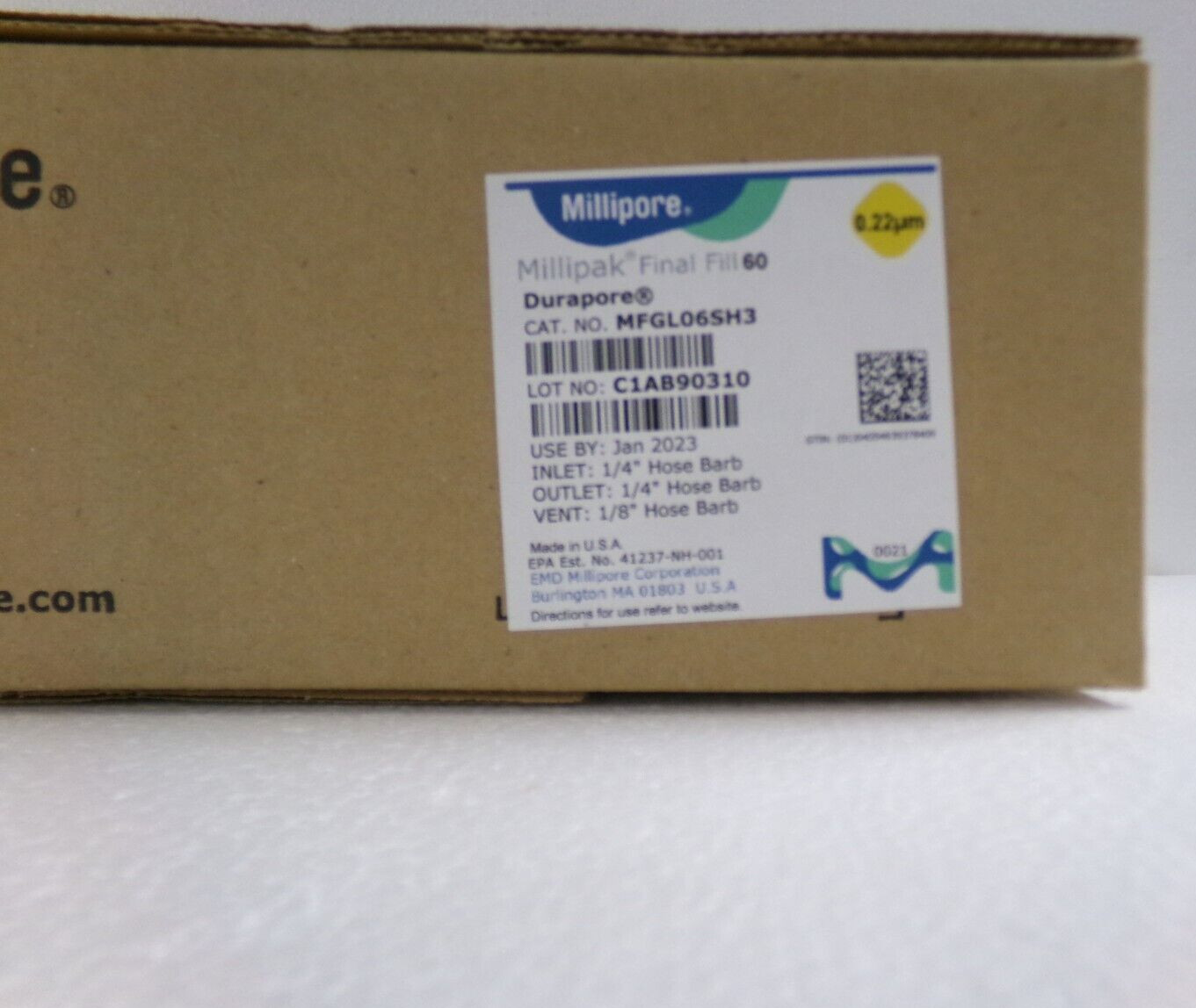 Millipore MFGL06SH3 Gamma Sterilized Millipak Final Fill 60 Filter EXP 01/2023