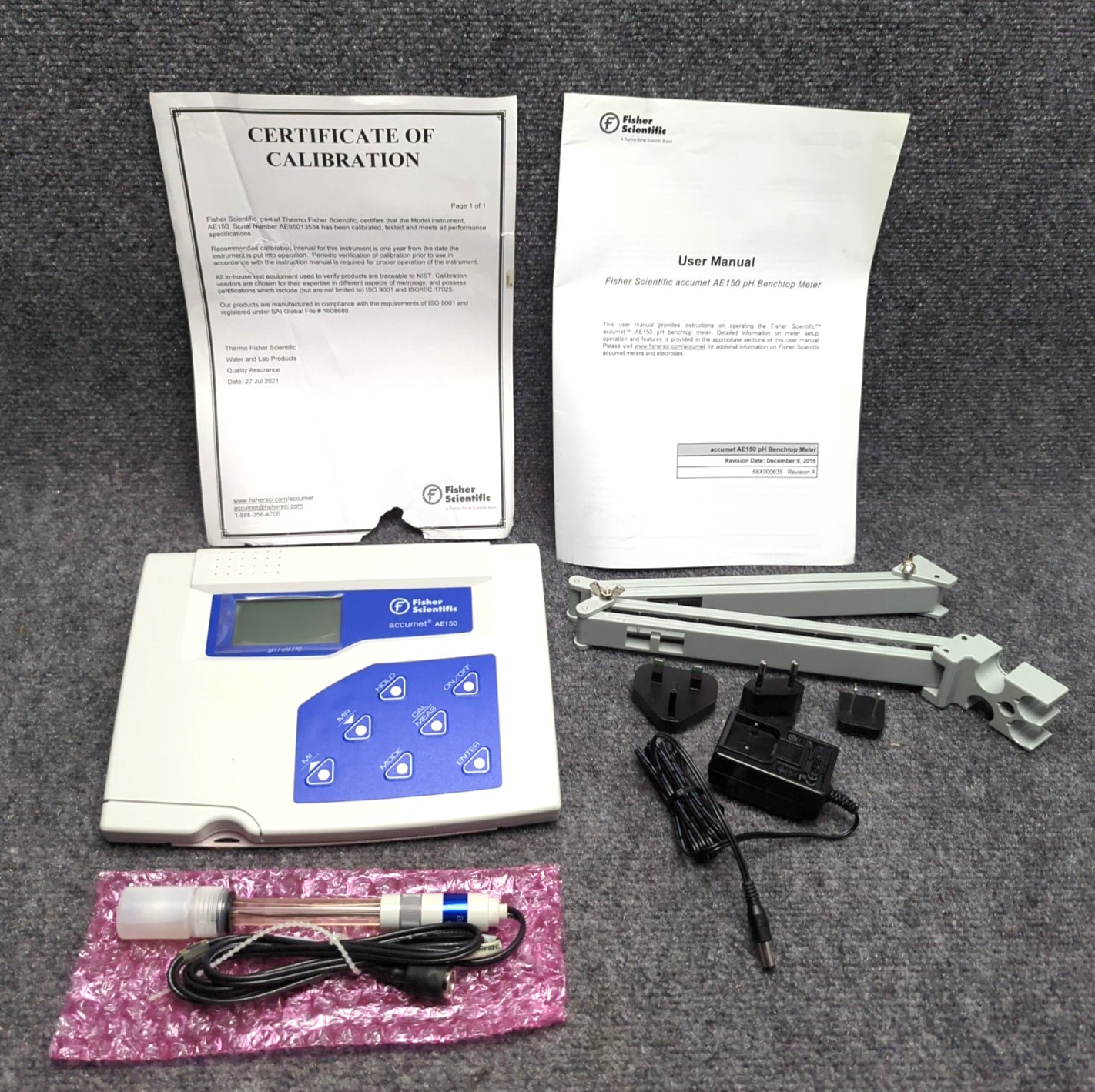 FISHER SCIENTIFIC Accumet AE150 Benchtop pH Meter: 3 In 1 Set, pH mV Temp, NEW