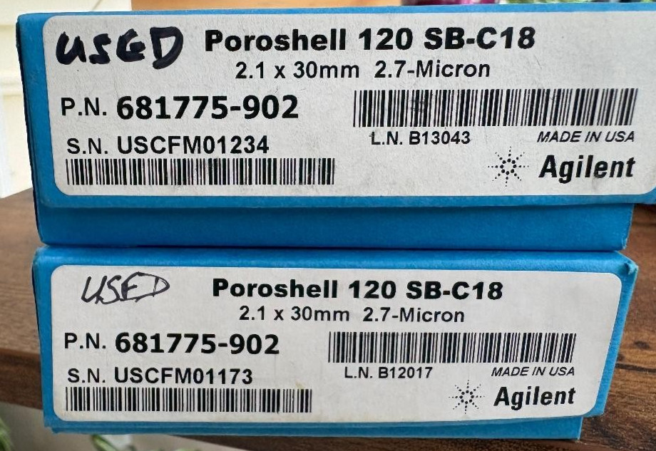 2 Agilent 681775-902 InfinityLab Poroshell 120 SB-C18 2.1 x 30 mm 2.7 µm, pre-ow